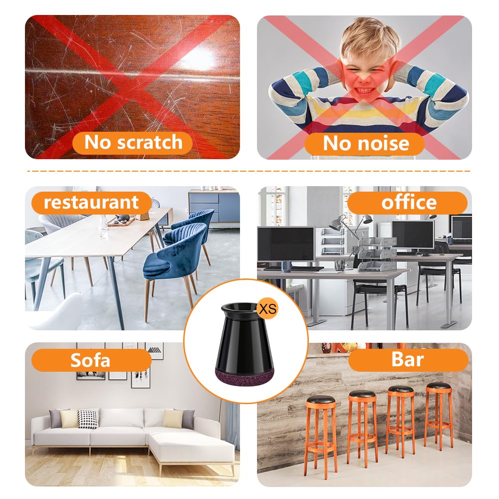 32 Pcs Chair Leg Floor Protectors for Hardwood Floors Black (32 Count)