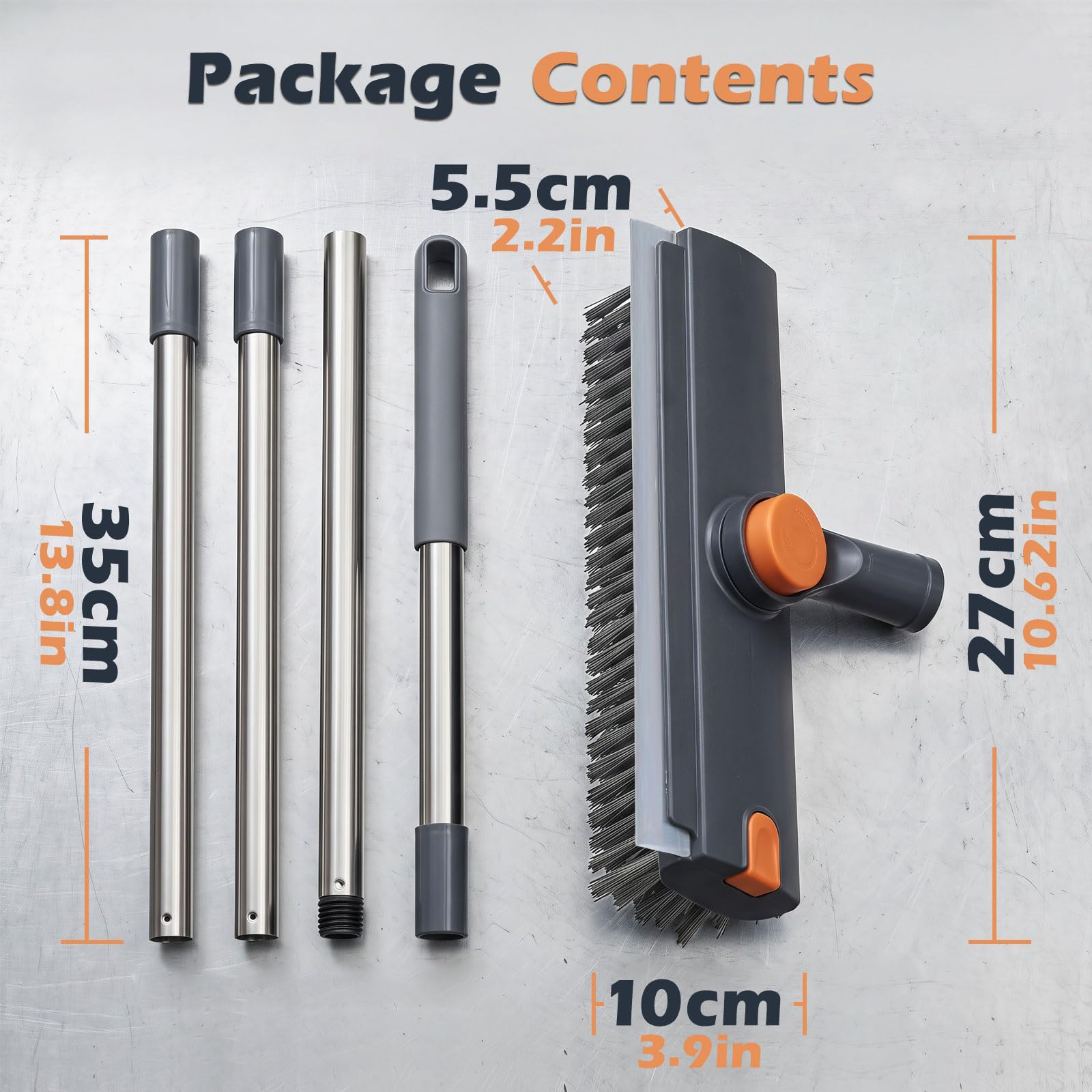 3 in 1 Floor Scrub Brush with Long Handle 53.7"