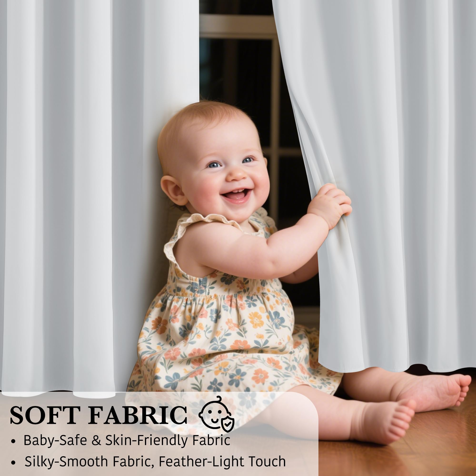 White 100% Blackout Curtains for Bedroom Living Room (2 Count)