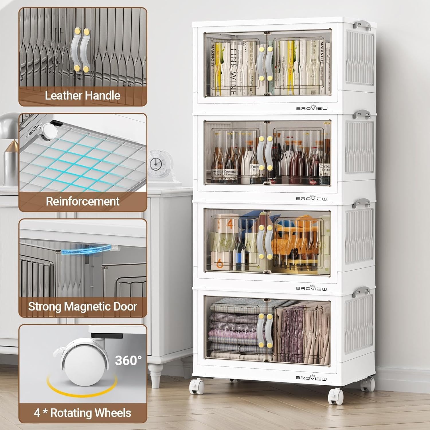 180Qt Stackable Storage Bins with Lid (4 Count)