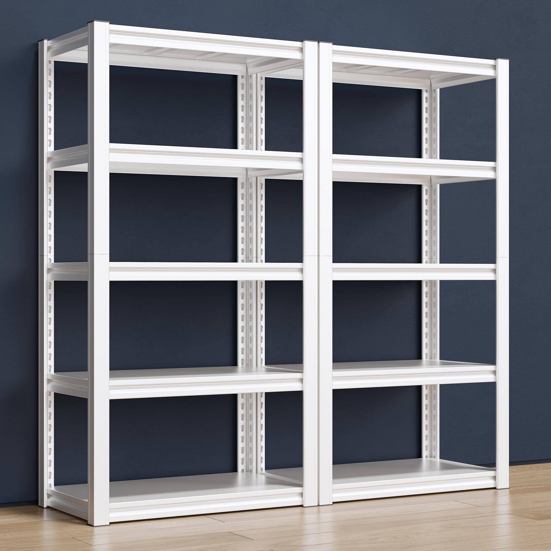 72''H Garage Shelving Heavy Duty Storage Shelves Load 2010LBS Adjustable 5 Tier Heavy Duty Shelving White Garage Sheves Pantry Shelf for Kitchen Closet 72''H*31.7''W*16.3''D (2 Count)
