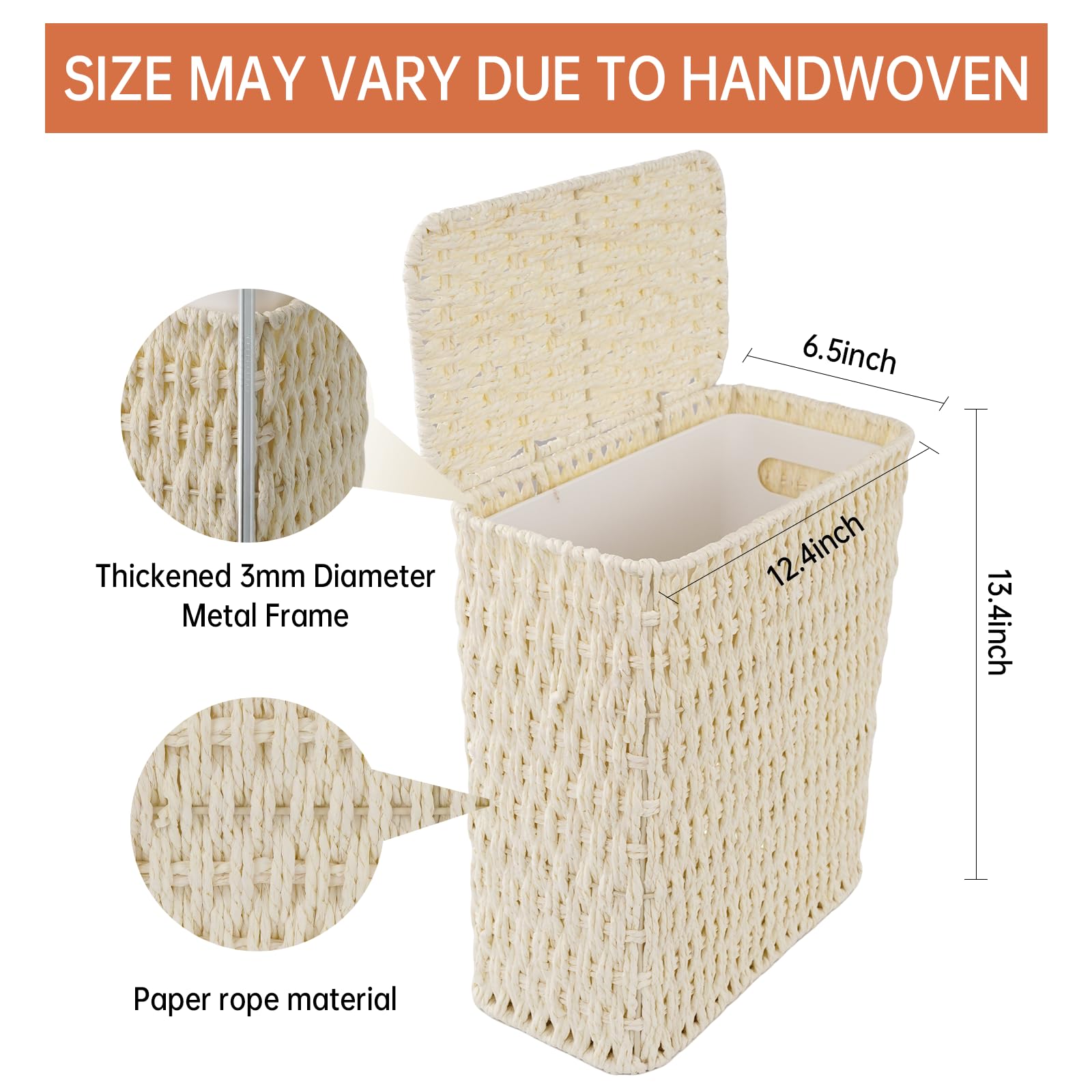 3 Gallon Paper Rope Bathroom Trash Can