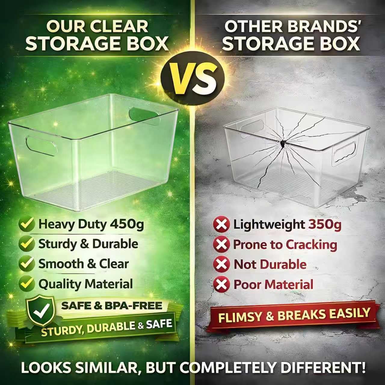 12 Pack Large Clear Plastic Storage Bins (12 Count)