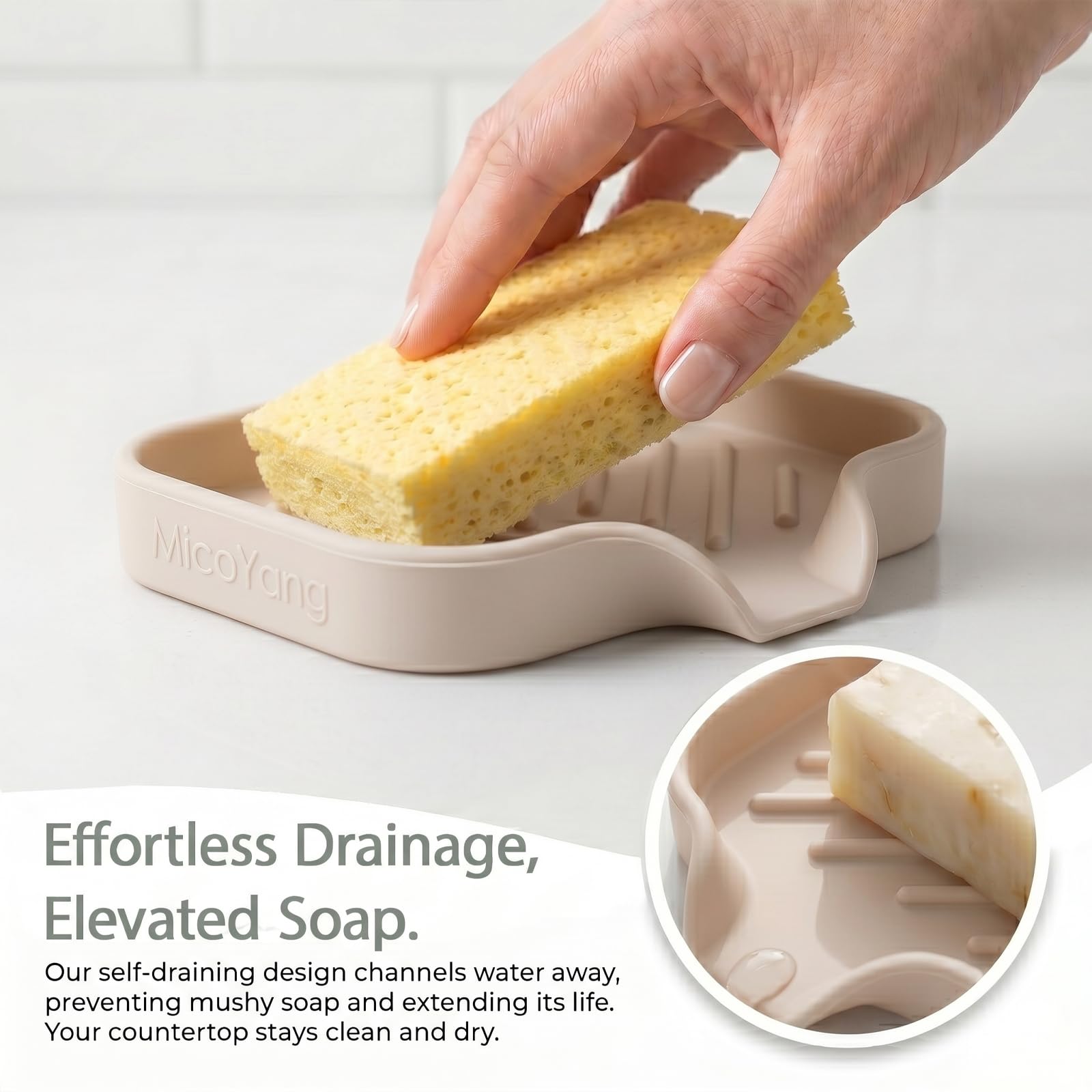 Silicone Soap Dish with Drain Spout