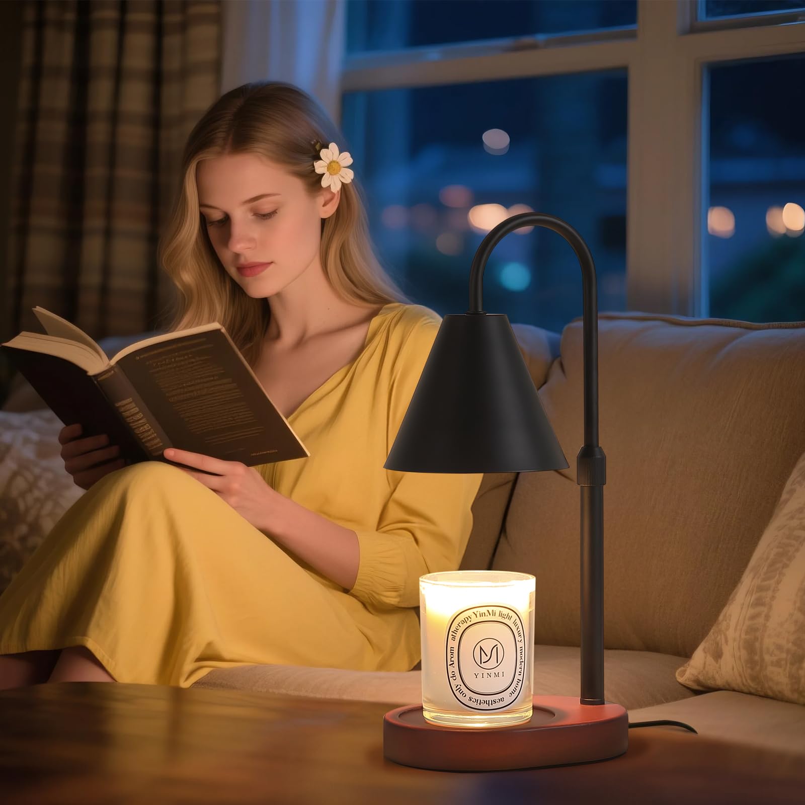 Black Candle Warmer Lamp with Timer and Dimmer