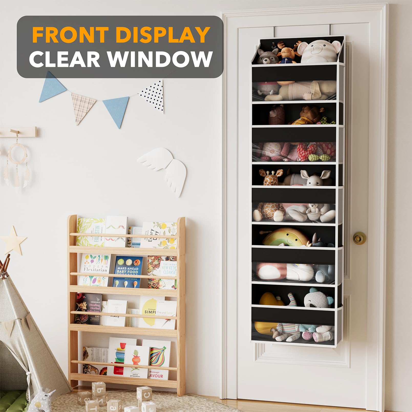 1 Pack Over The Door Organizer with 5 Large Pockets and 10 Mesh Side Pockets