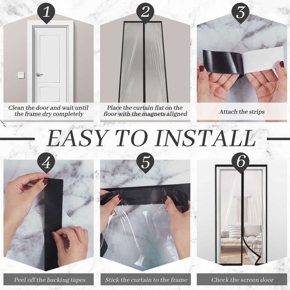 Zipper 60 x 102 Inch Dust Barrier Door Kit Construction Door Barrier 5 x 8.5 ft Reusable Plastic Curtain Cover Containment Standard Doorway Temporary Wall Screen Sheeting for Bathroom Hallway