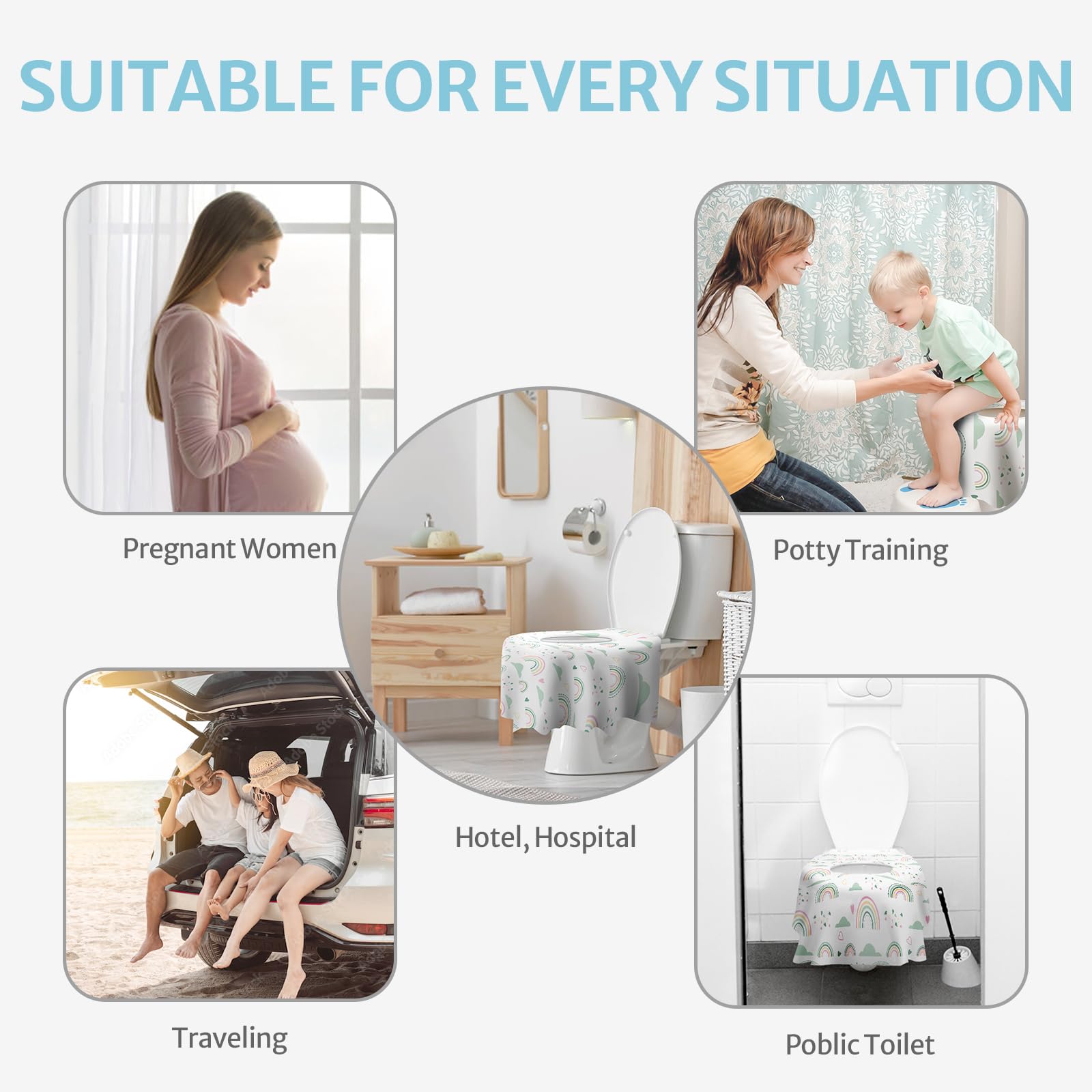 20 Pcs Toilet Seat Covers Disposable for Toddlers & Adults (20 Count)
