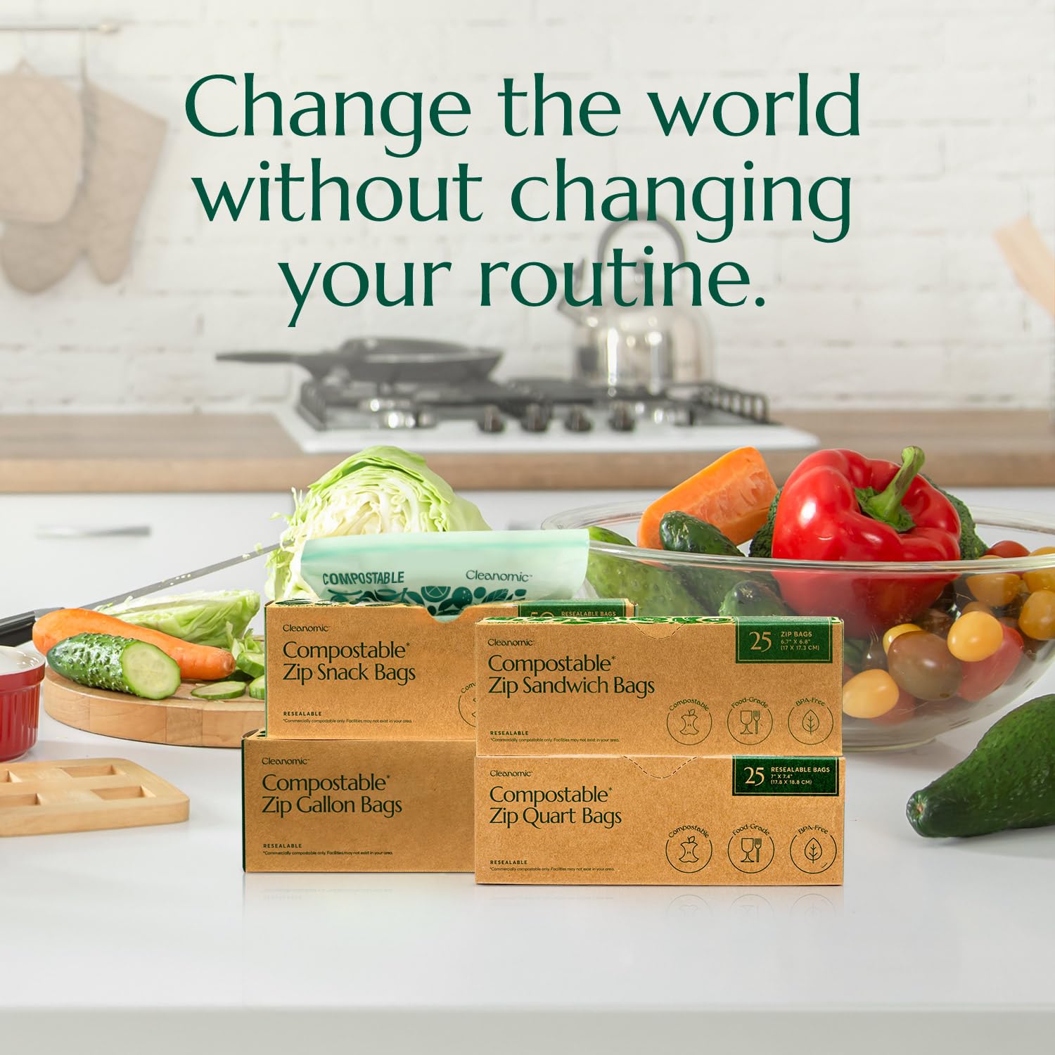 Compostable Zip Sandwich Bags (125 Count)