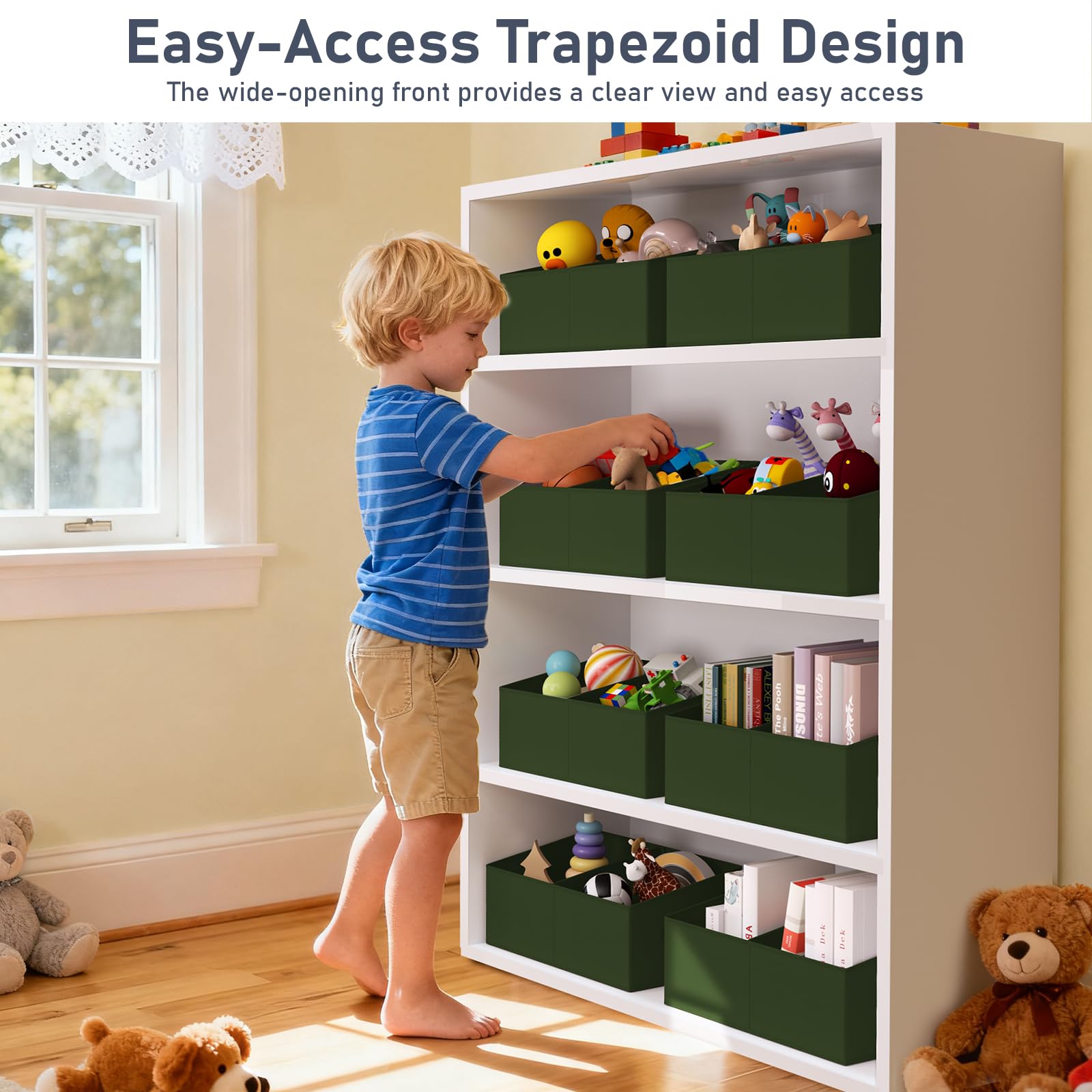 Large Closet Shelf Organizer Bins 6 Packs with Handles and Divider (6 Count)