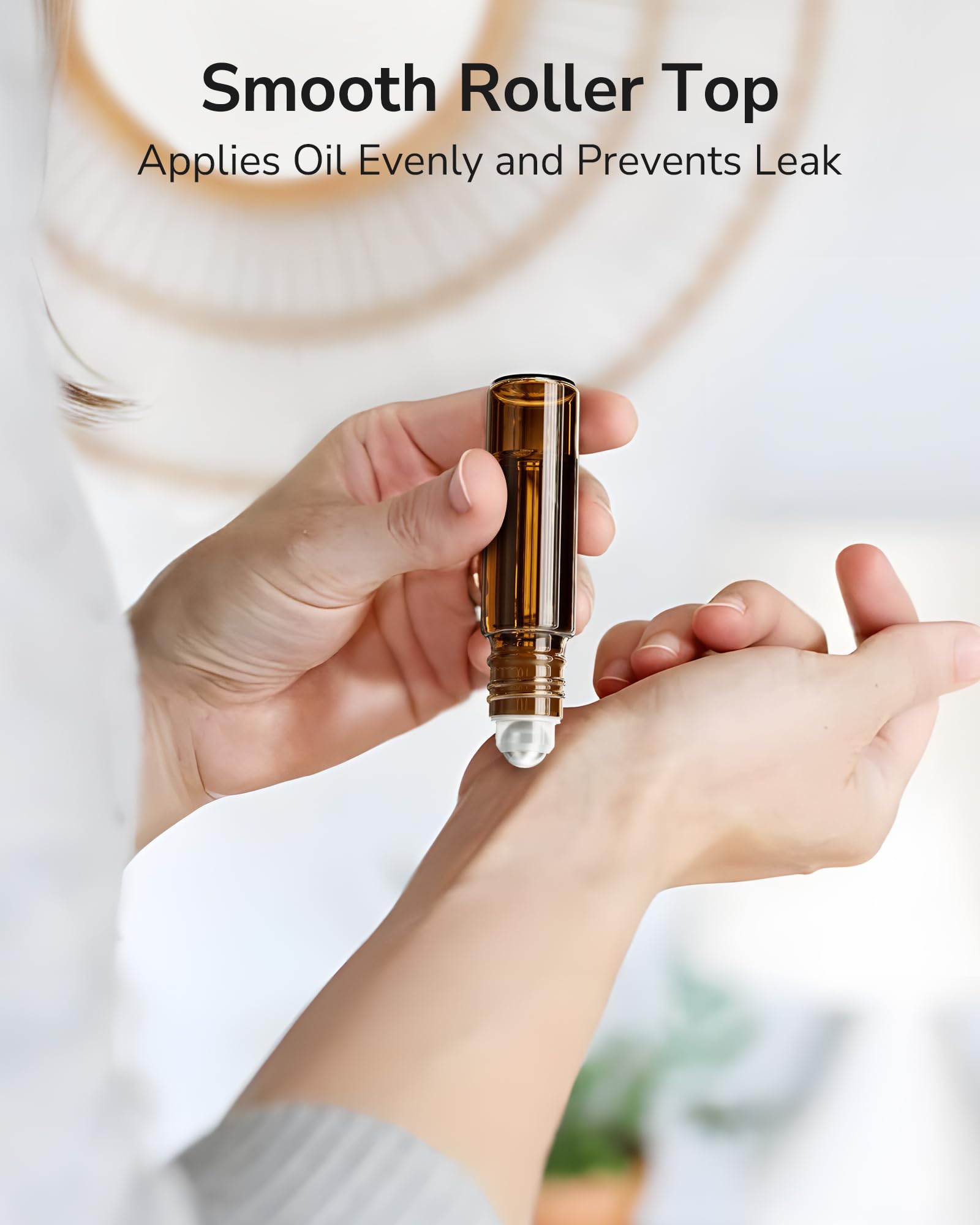 Roll on Bottles 10ml Amber Glass Empty Bottles 4 Piece for Oils (4 Count)