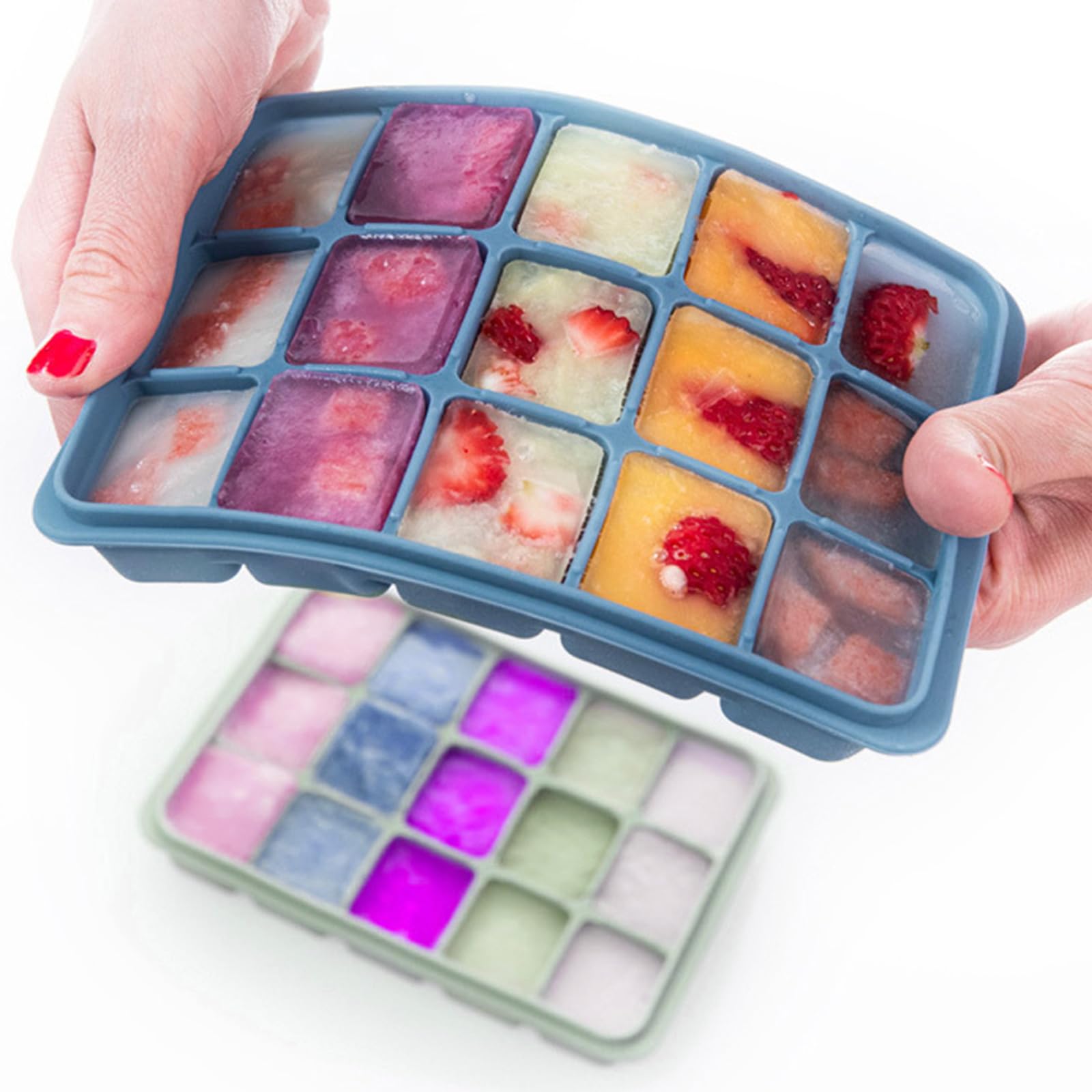 Ice Cube Trays with Silicone Lid (2 Count)