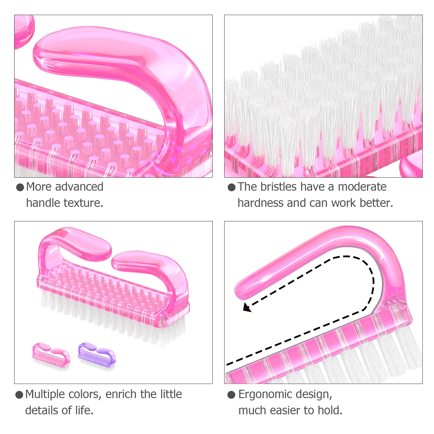 Handle Grip Nail Brush (4 Count)