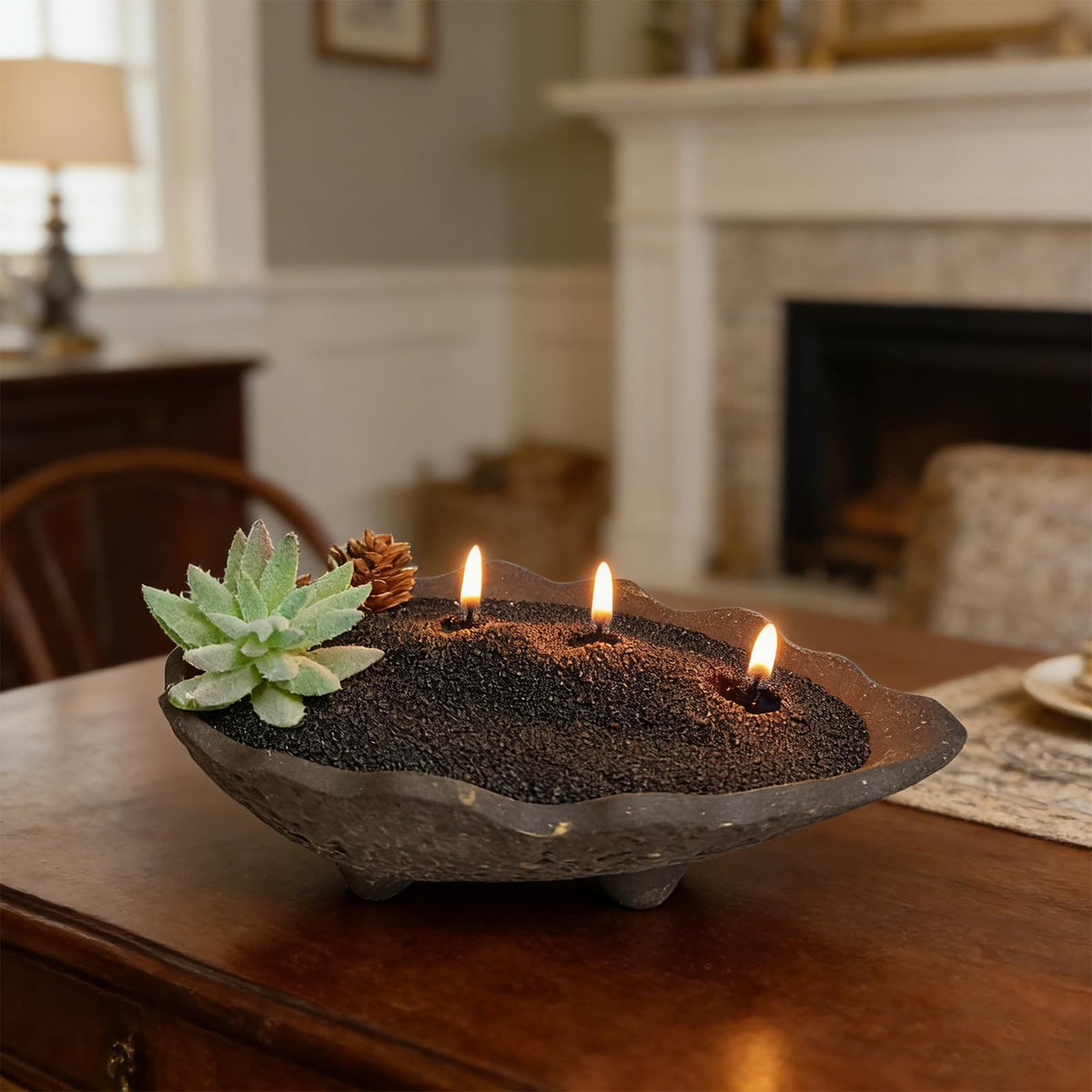 Sandalwood Scented Black Pearled Candle 70.5oz Luxury Sand Candle Granulated Wax (70.5 Ounce)