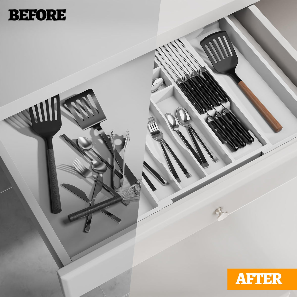 Bamboo Silverware Drawer Organizer