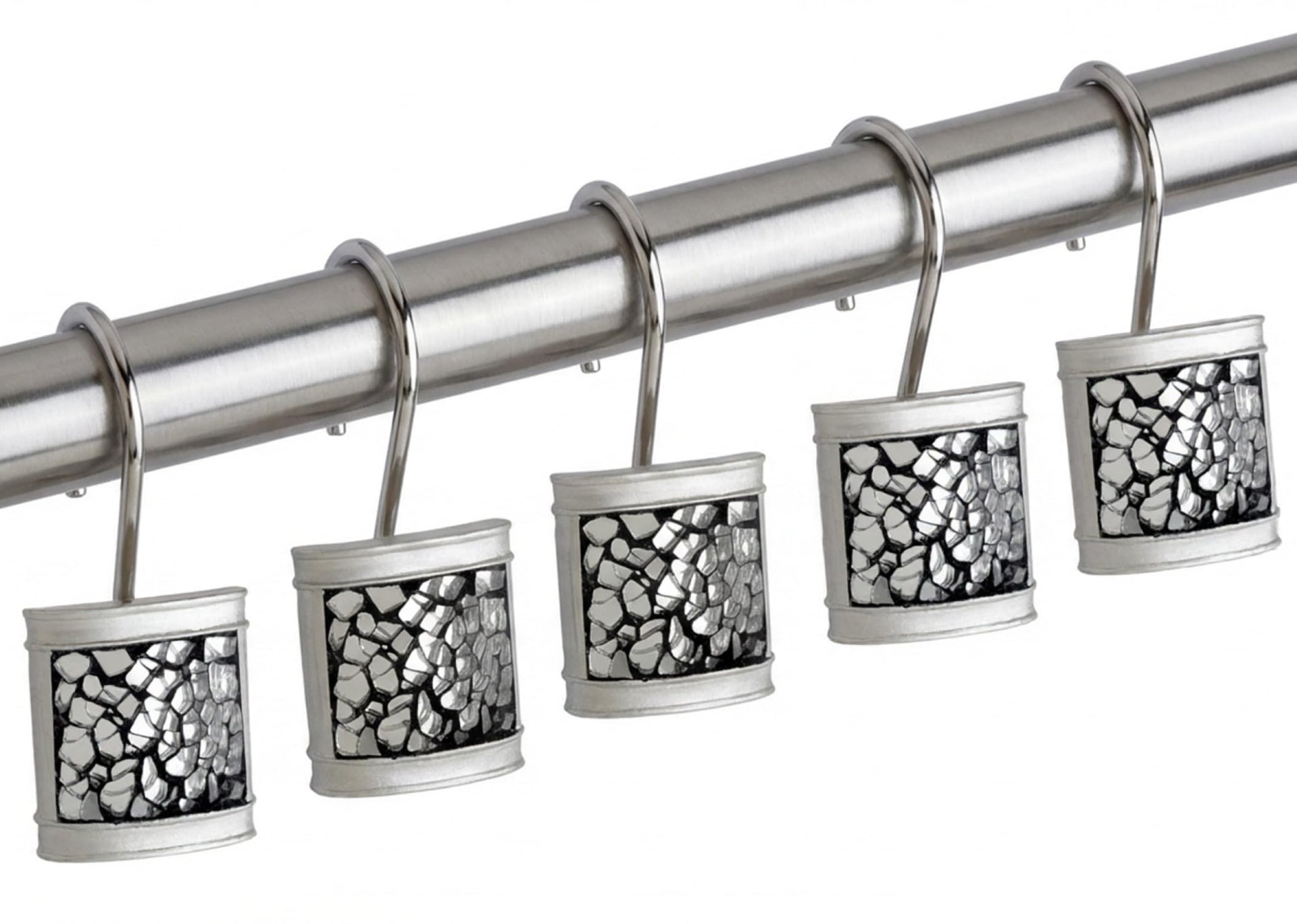 Silver Shower Curtain Hooks Decorative (12 Count)