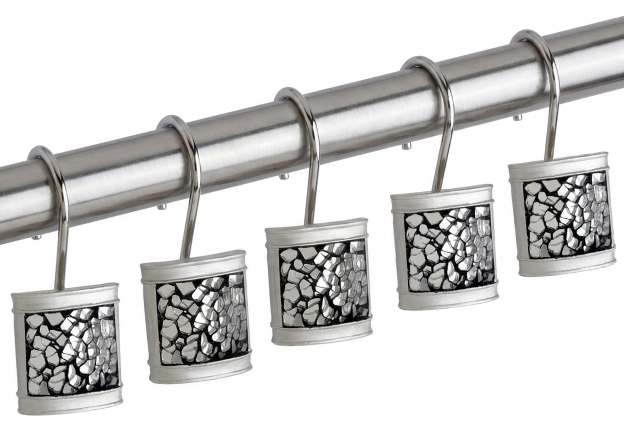 Silver Shower Curtain Hooks Decorative (12 Count)