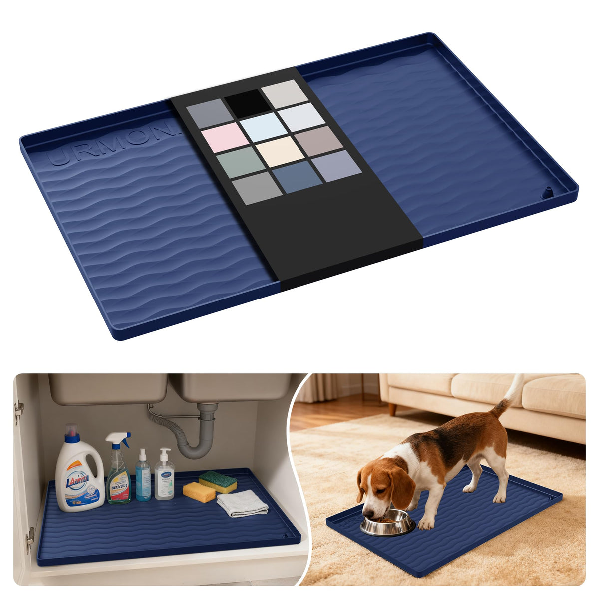 Waterproof Silicone Under Sink Mat 22'' x 14'' Shelf Liner for Kitchen and Bathroom