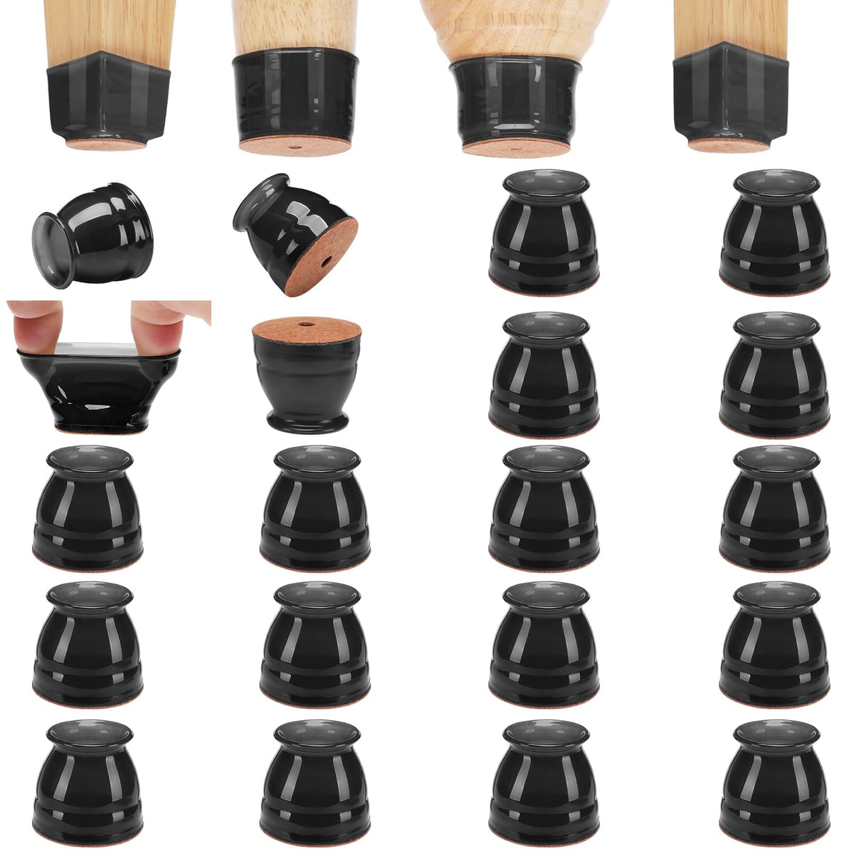16 Pack Chair Leg Floor Protectors for Hardwood Floors (16 Count)