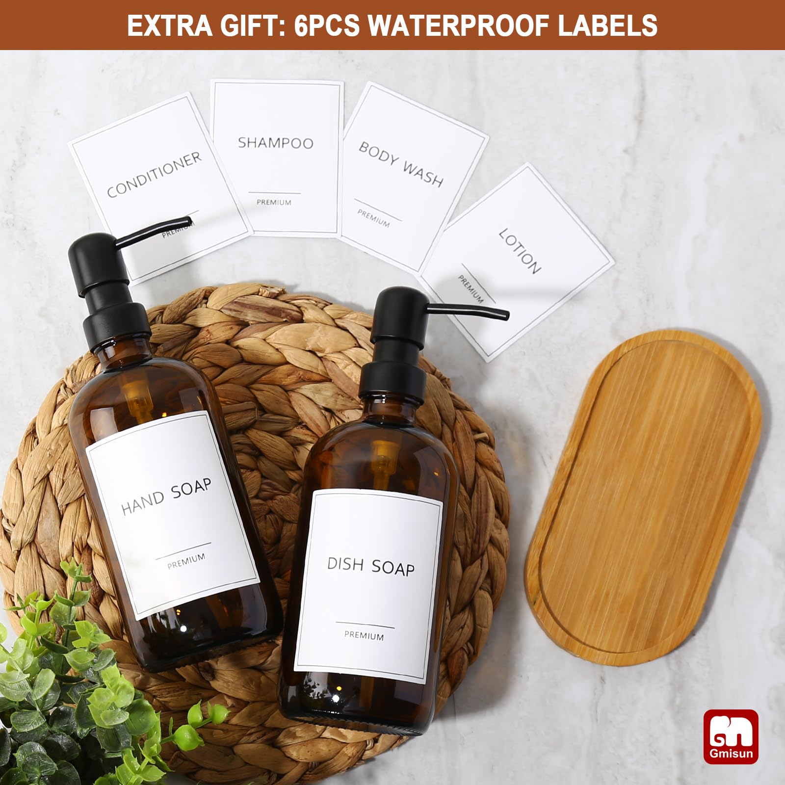 Amber Glass Soap Dispenser (2 Count)