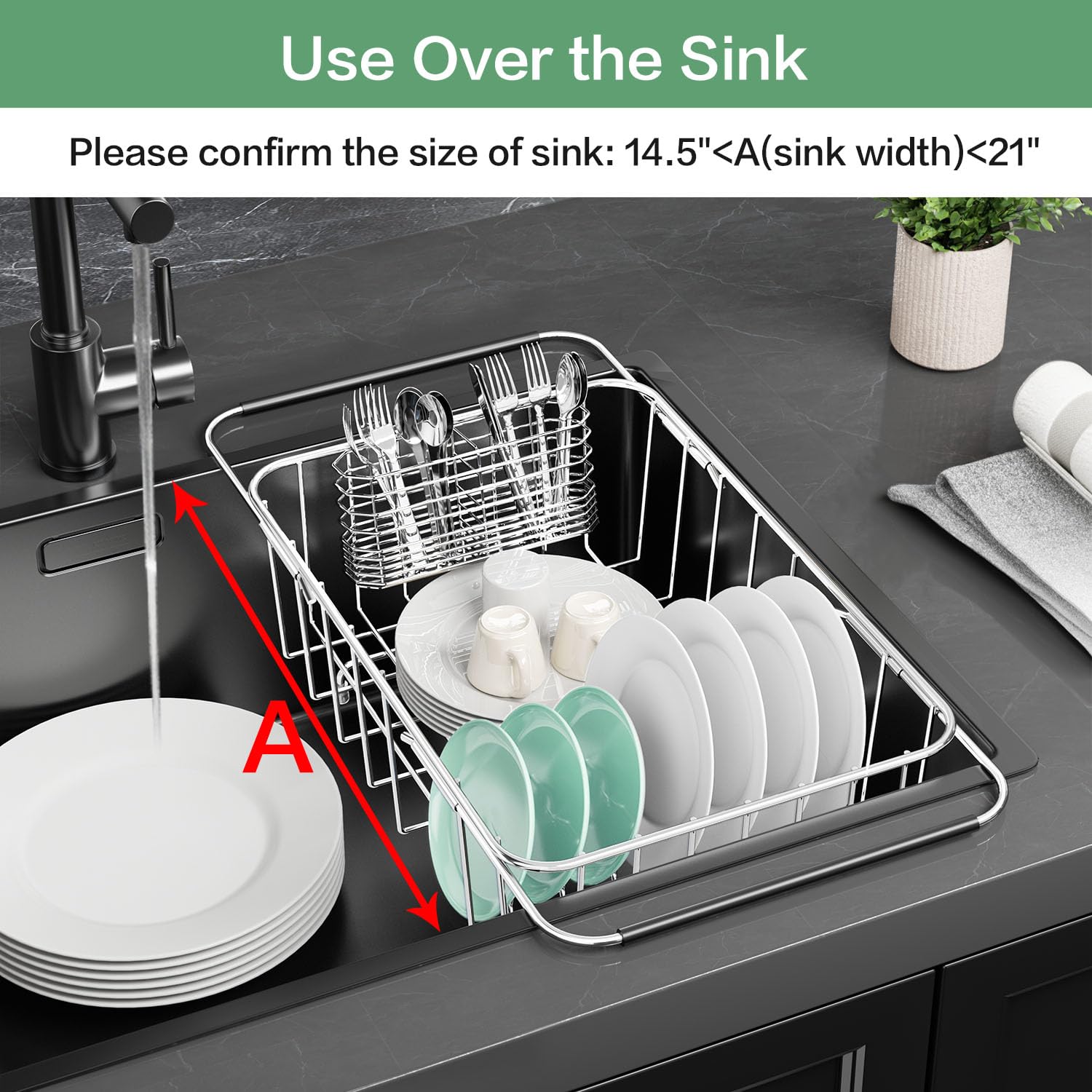 Dish Drainer Rack in Sink Adjustable