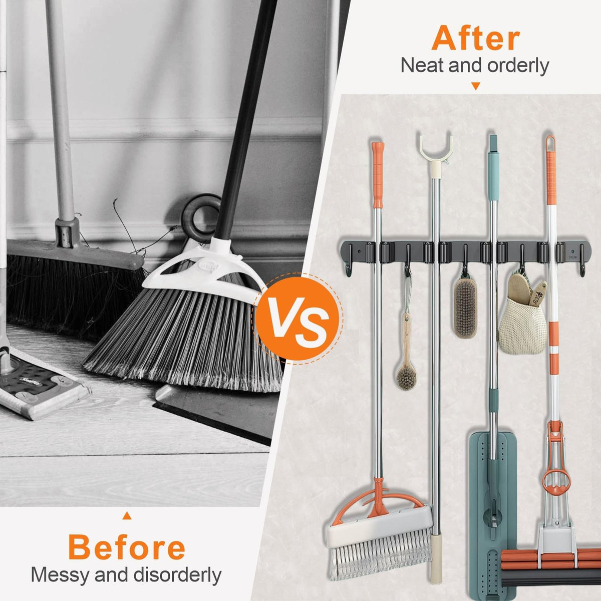 Mop and Broom Holder Wall Mount