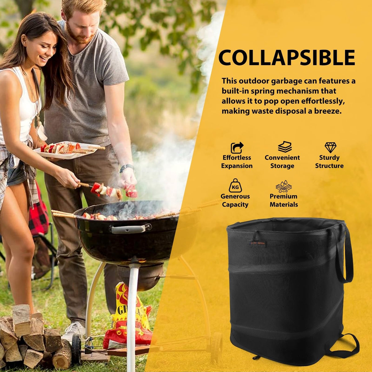 19 Gallon Square Collapsible Yard Waste Bin
