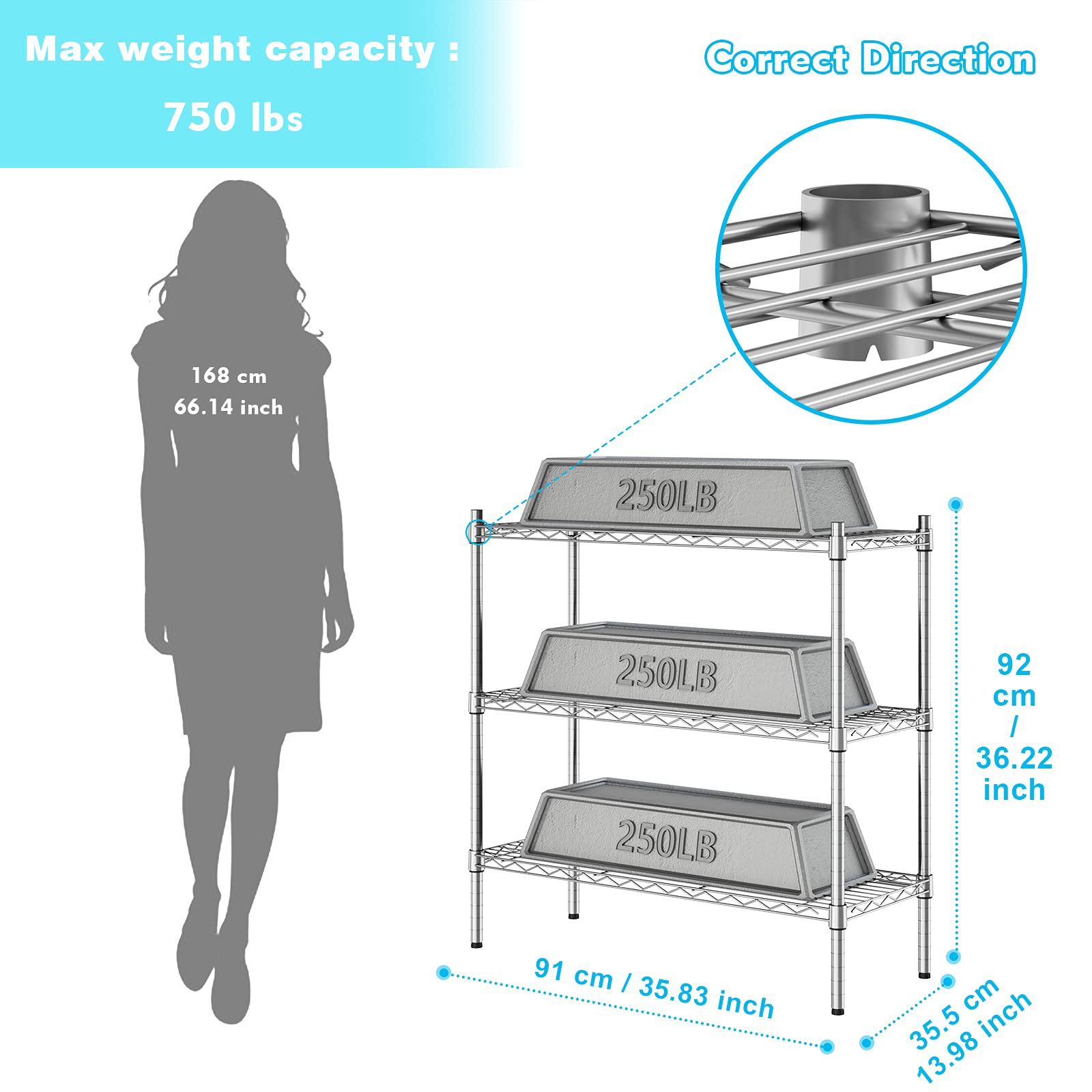 3 Tier Heavy Duty Wire Shelving