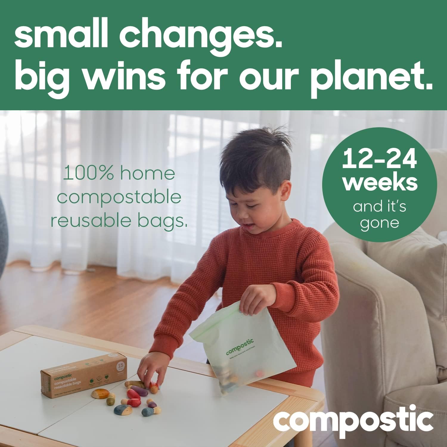 Compostable Snack Bags (100 Count)