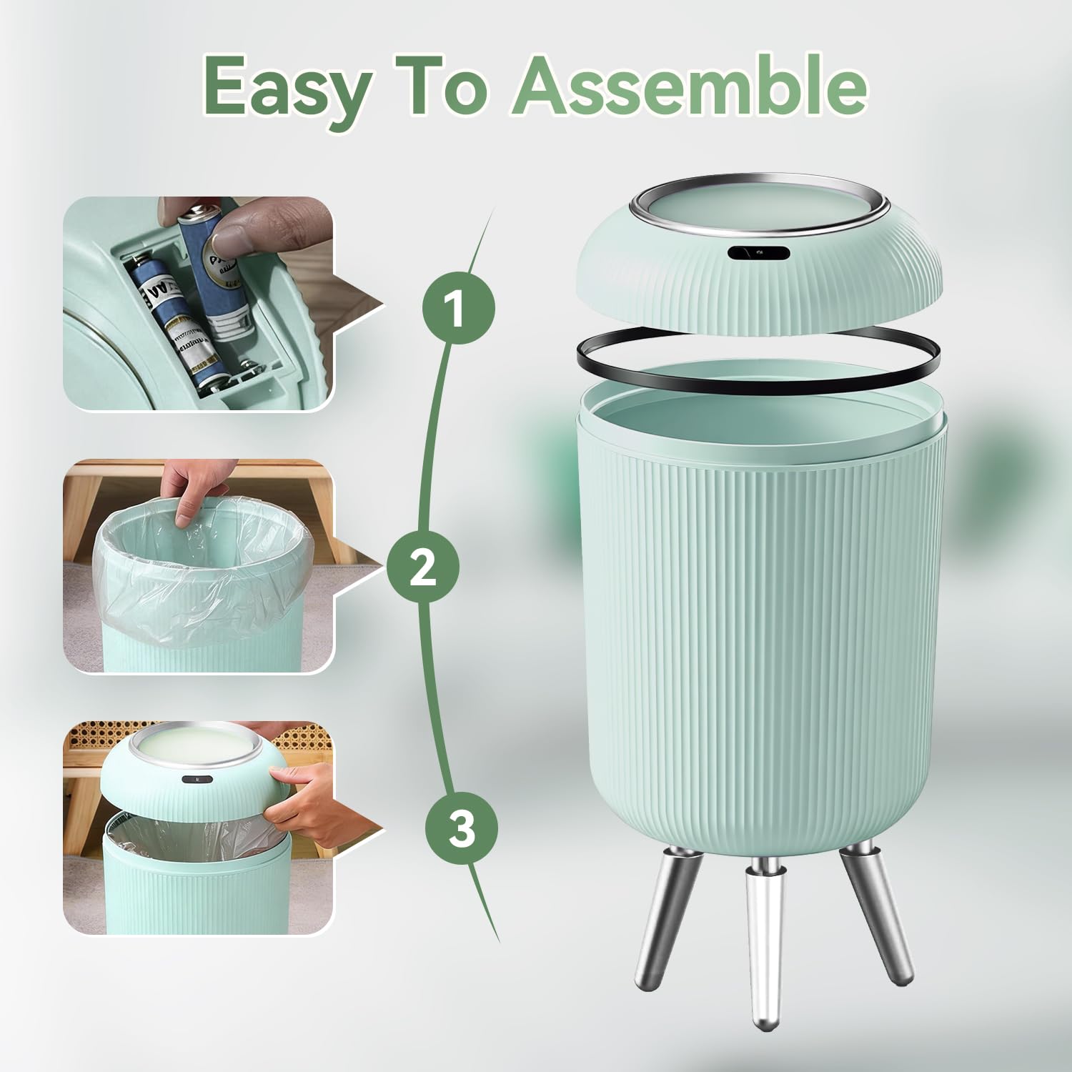 Blue Bathroom Trash Can with Lid