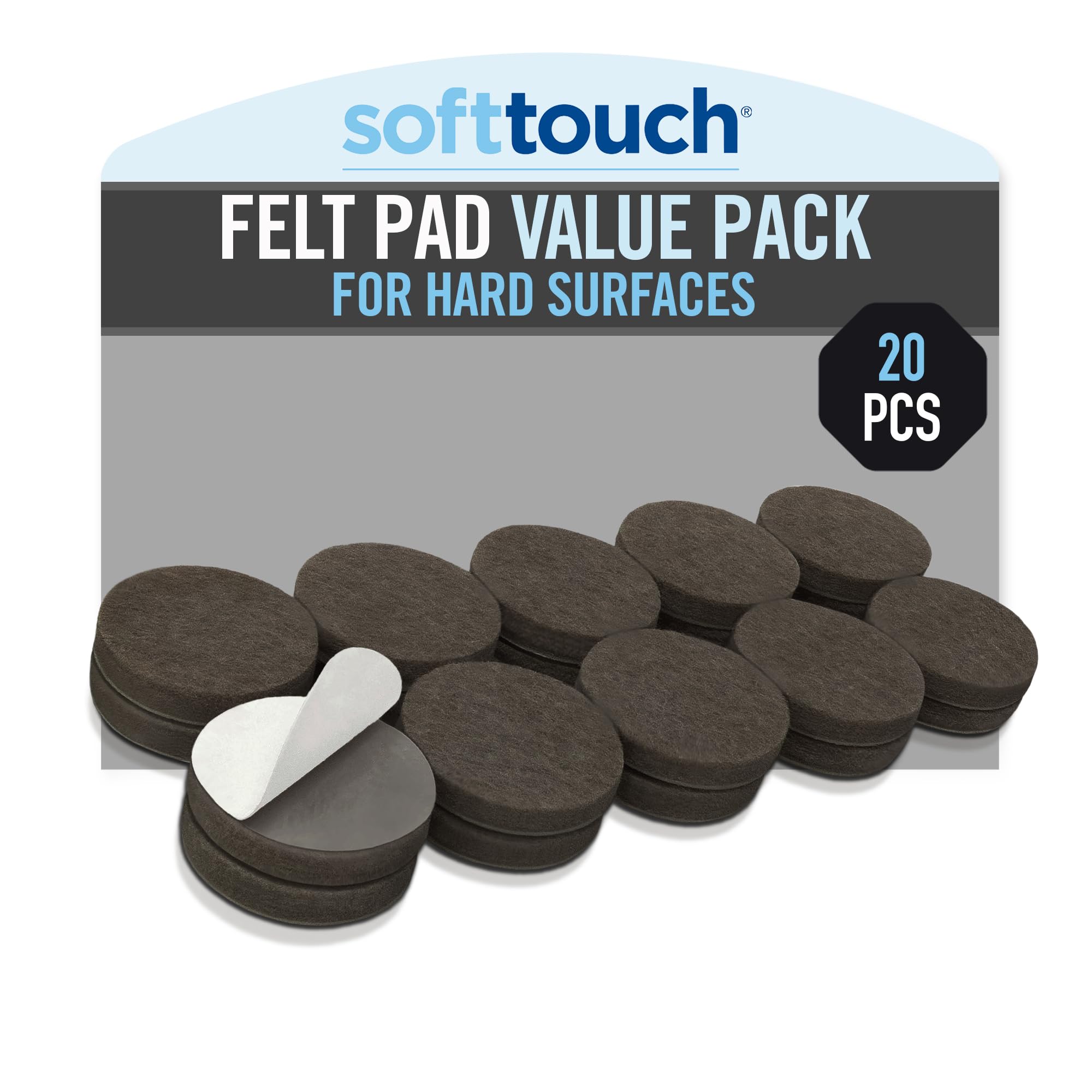 3 4" Round Reusable Felt Furniture Sliders for Hard Surfaces (20 Count)