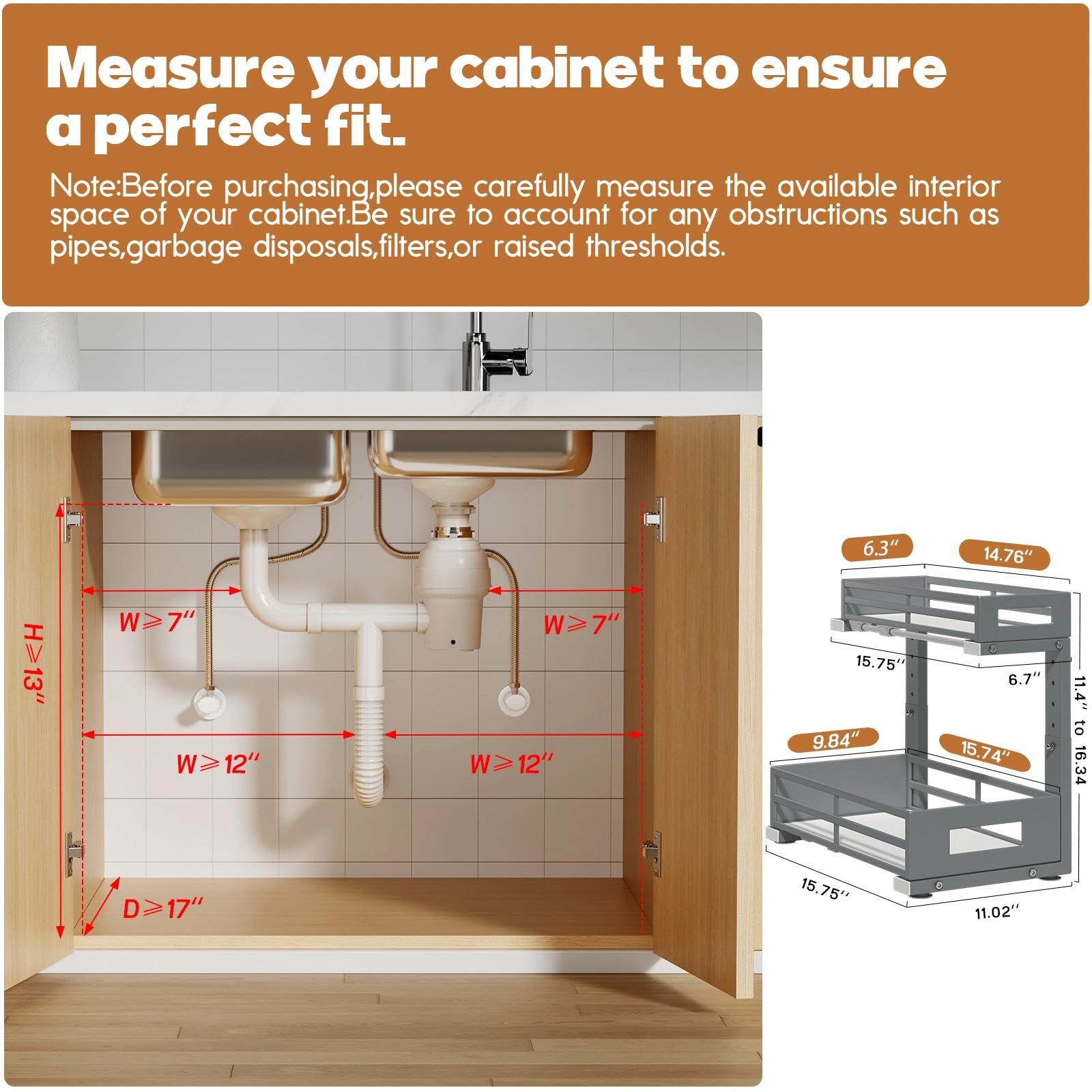 1 Pack Under Sink Organizers and Storage