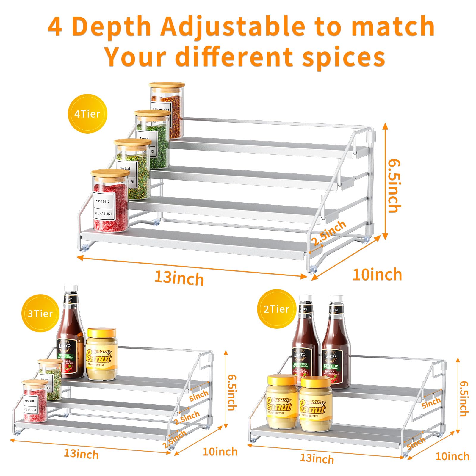 2 Pack Spice Rack Organizer for Cabinet