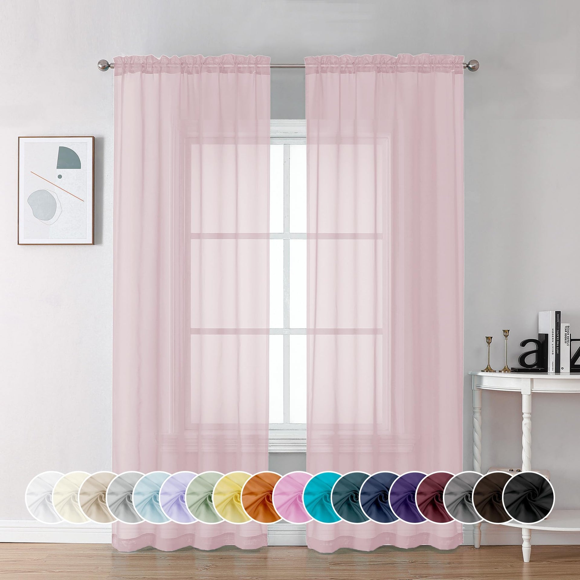 Sheer Curtains 72 Inch Length 2 Panels (2 Count)