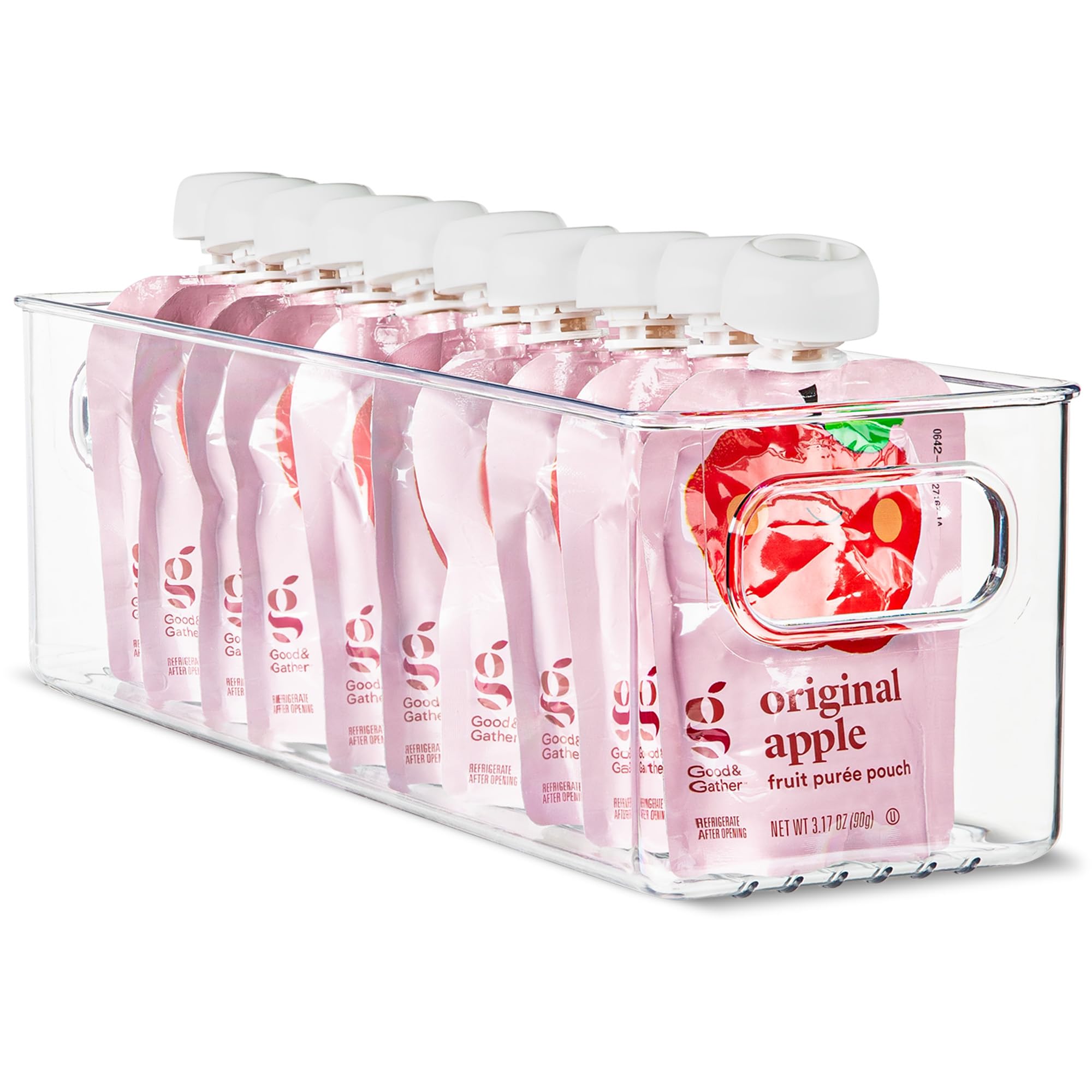 Plastic Food Storage Clear Container Bin with Handles for Organizing Kitchen