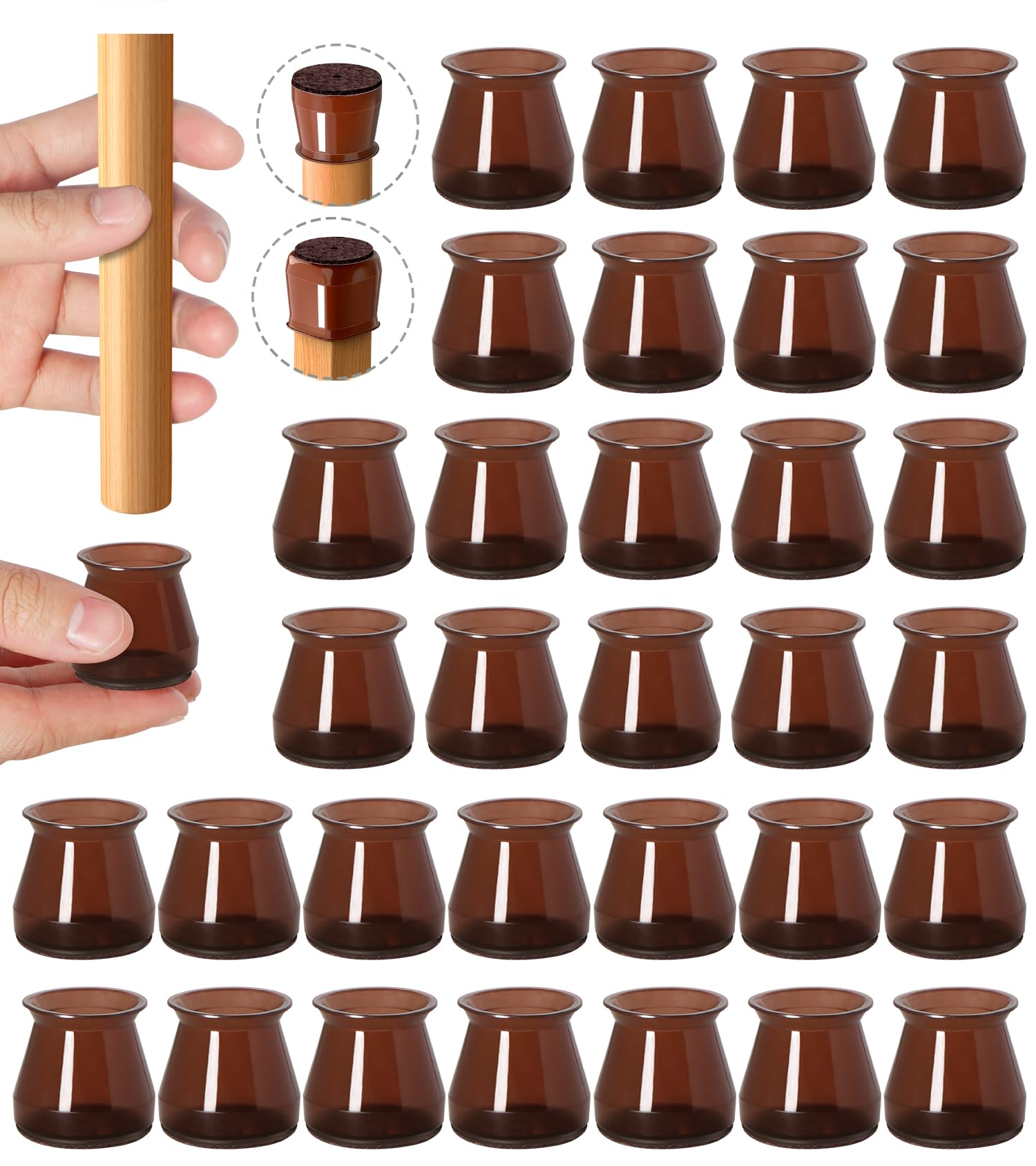 32 Pcs Chair Leg Floor Protectors for Hardwood Floors Brown Small (32 Count)