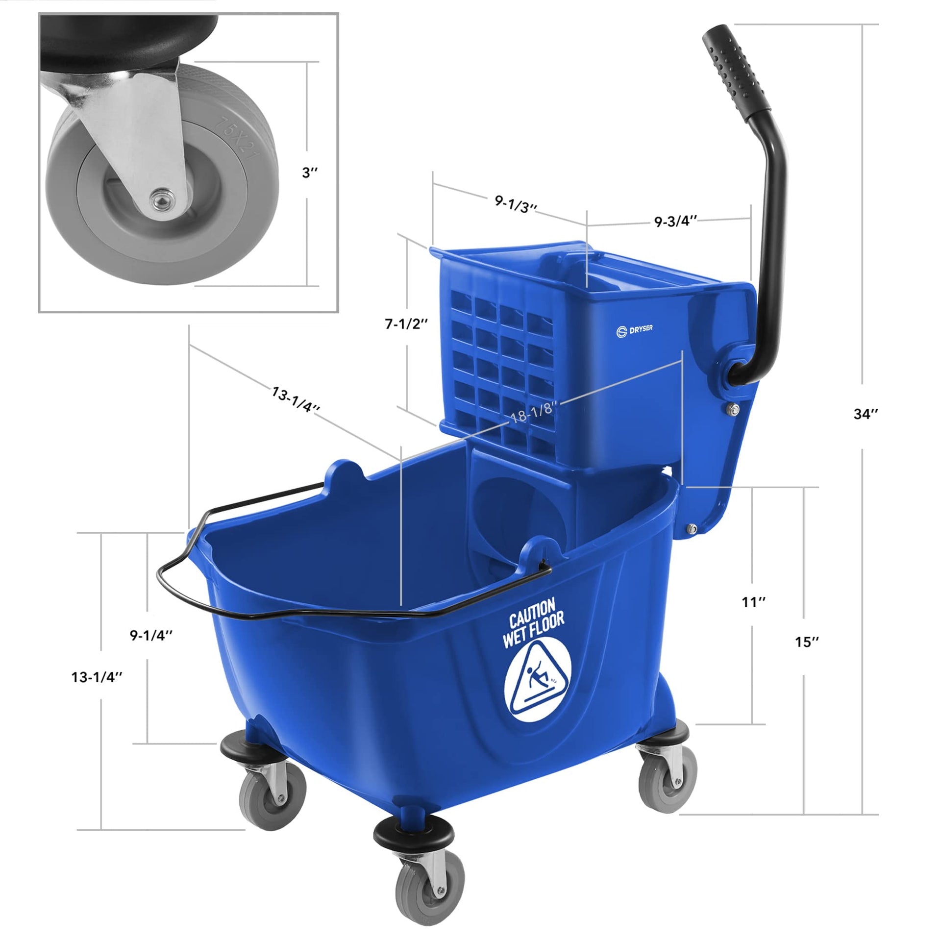 Commercial Mop Bucket with Side Press Wringer