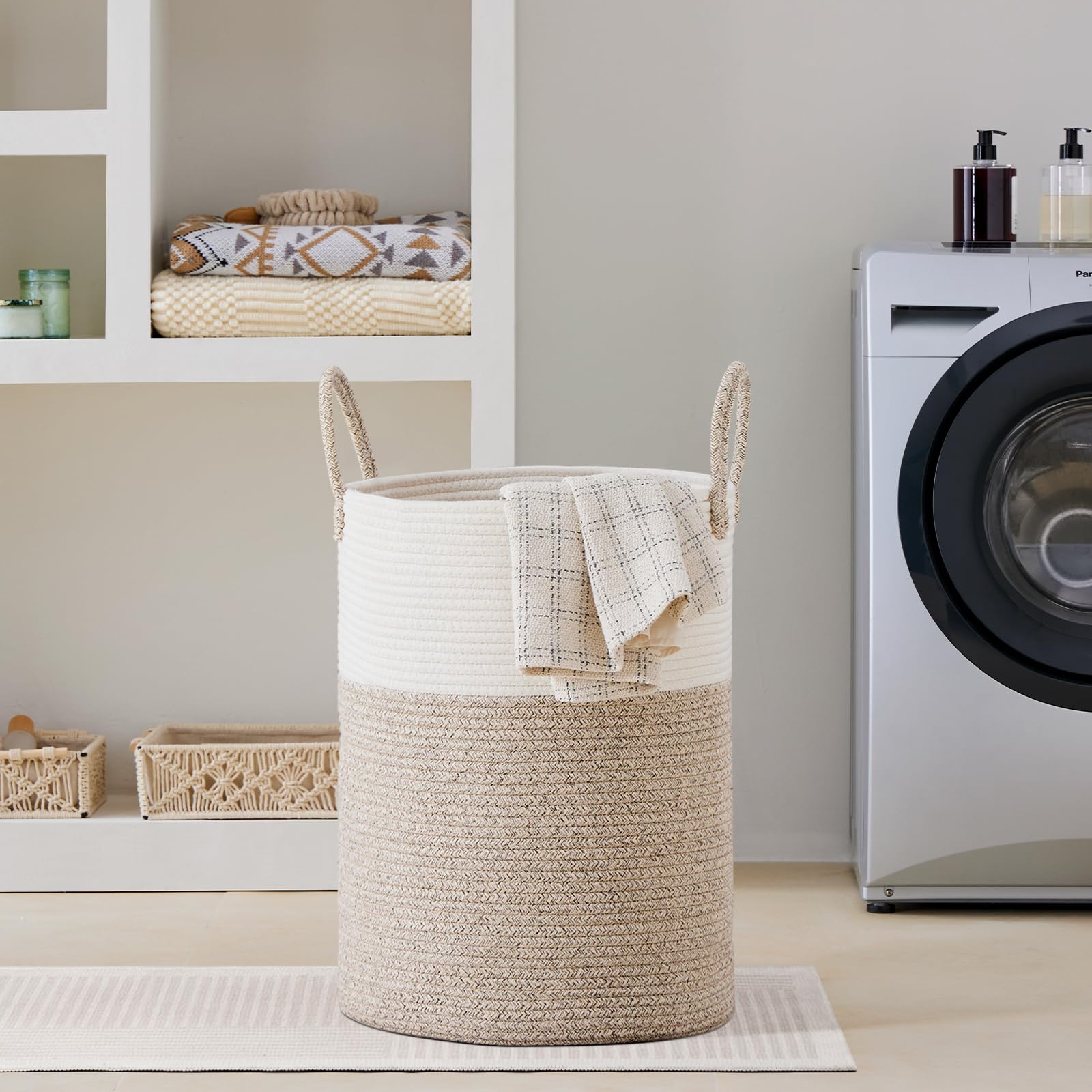 100L Extra Large Woven Laundry Basket Hamper