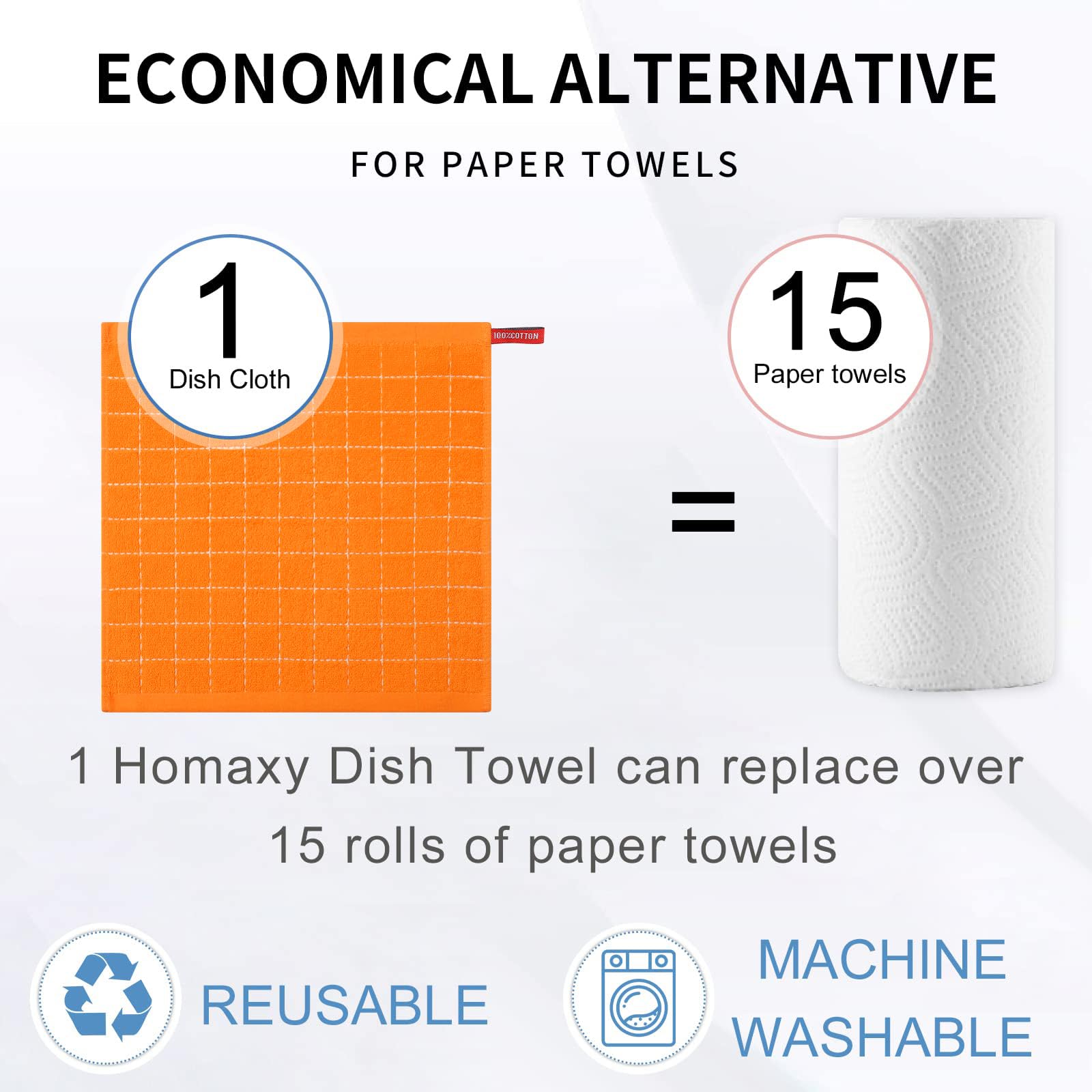 100% Cotton Terry Kitchen Dish Cloths (8 Count)