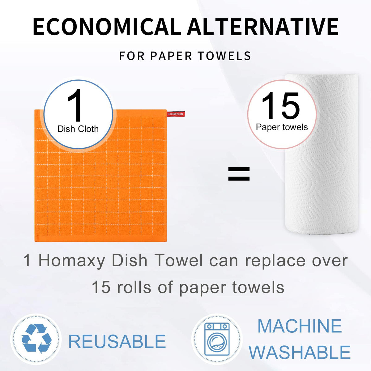 100% Cotton Terry Kitchen Dish Cloths (6 Count)