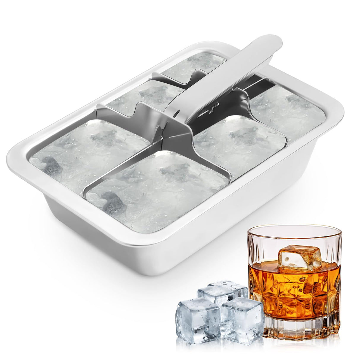 Professional Ice Cube Trays Stainless Steel (6 Count)