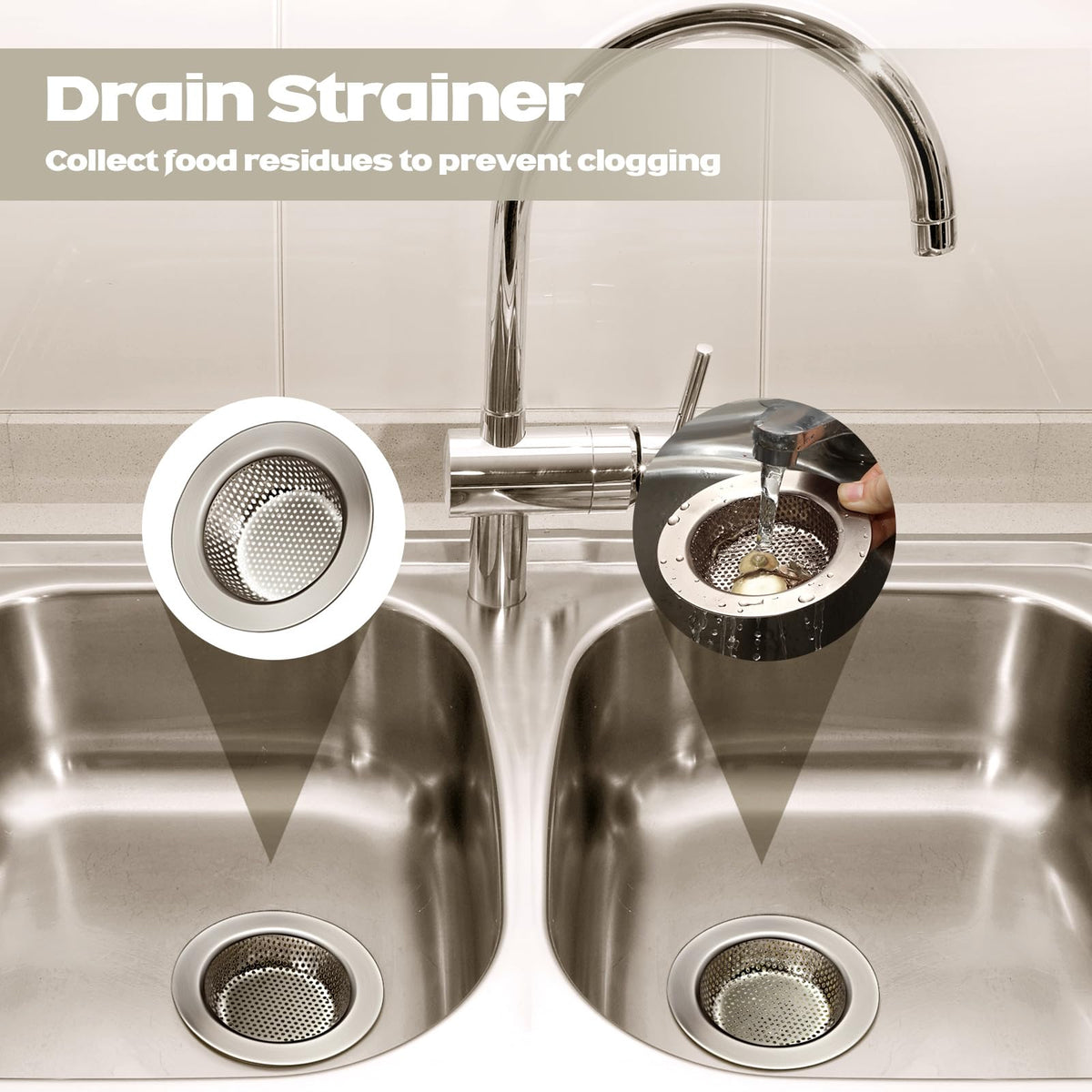 2 Pcs Kitchen Sink Drain Strainer 4.4 Inch (2 Count)