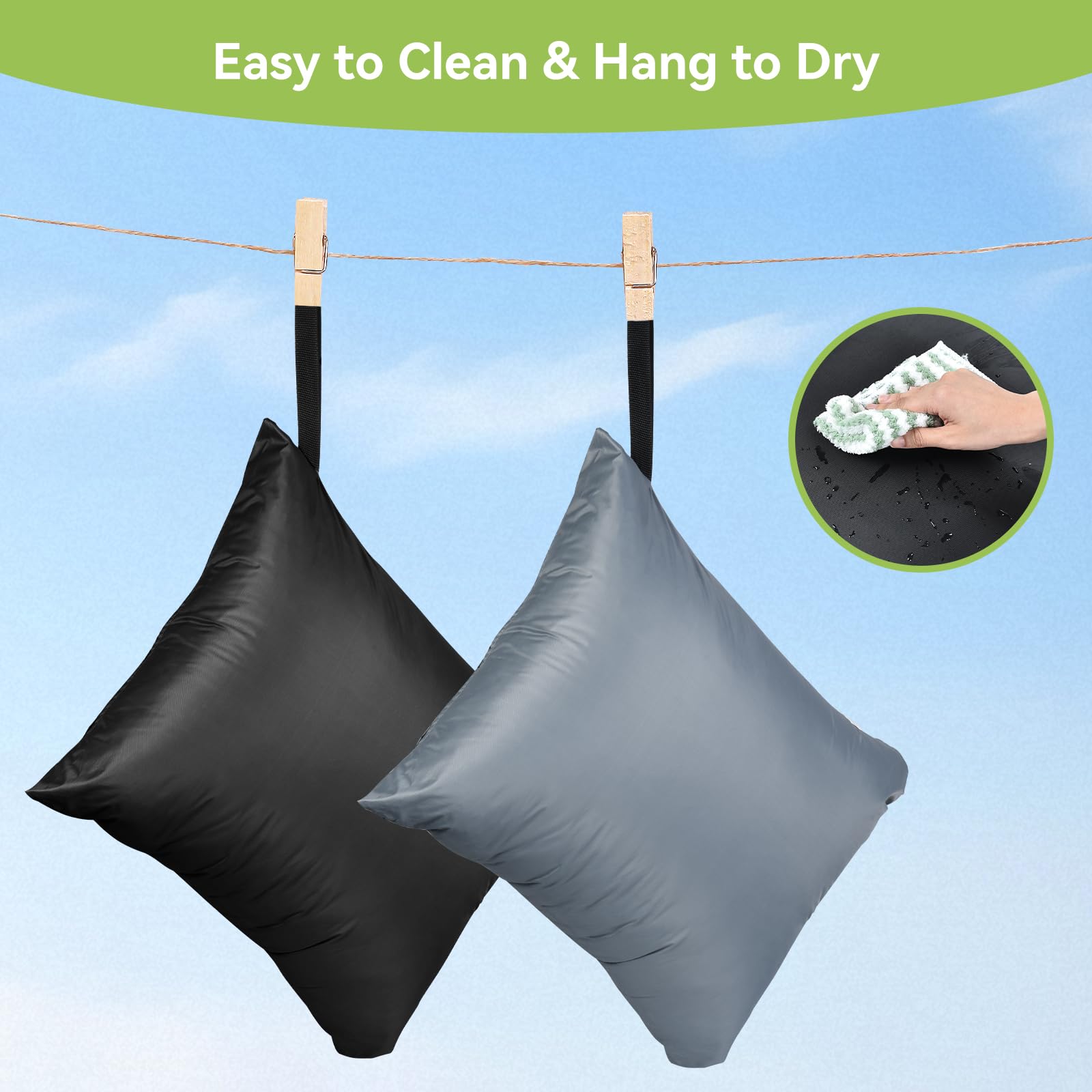 2PCS Large Wet Bag 20x24 inch Waterproof Bag for Swimsuit Reusable Wet Dry Bag With Portable Handle Wet Clothes Storage Gym Bag for Beach Pool Drying do not exceed 176℉ Black & Grey (2 Count)