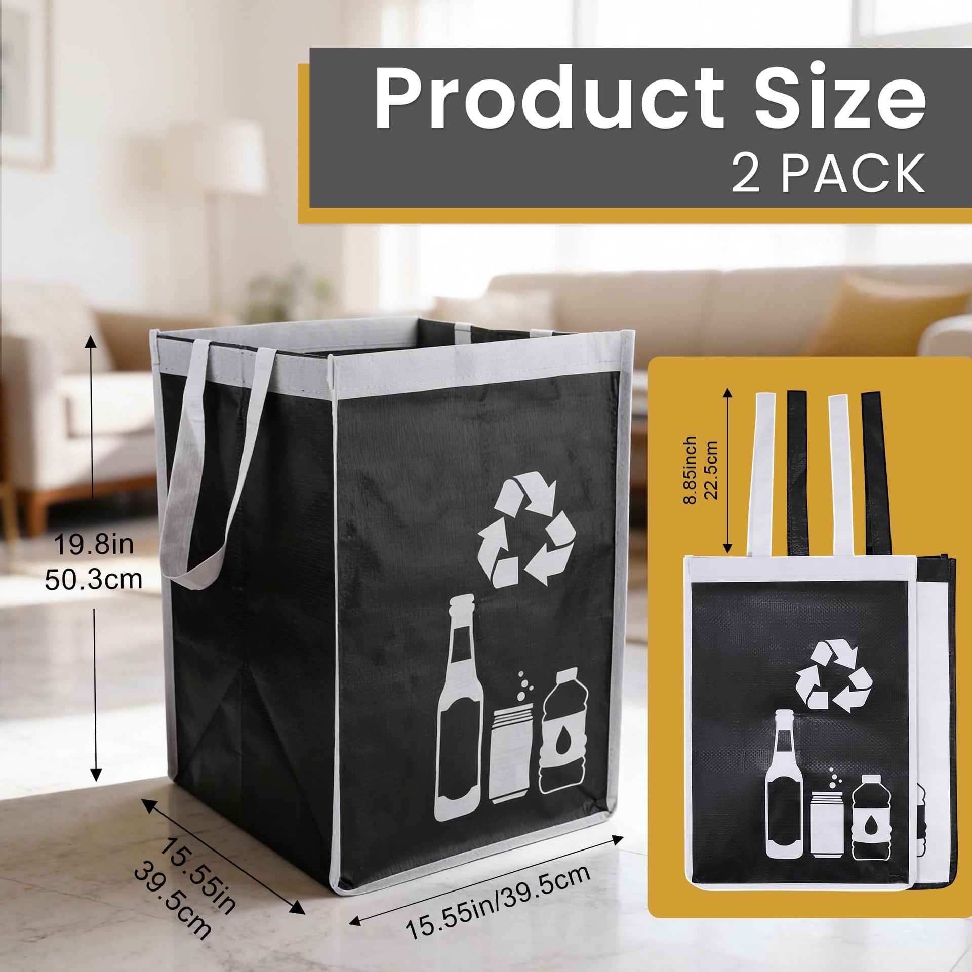 Large Recycle Waste Bag for Kitchen Home (2 Count)