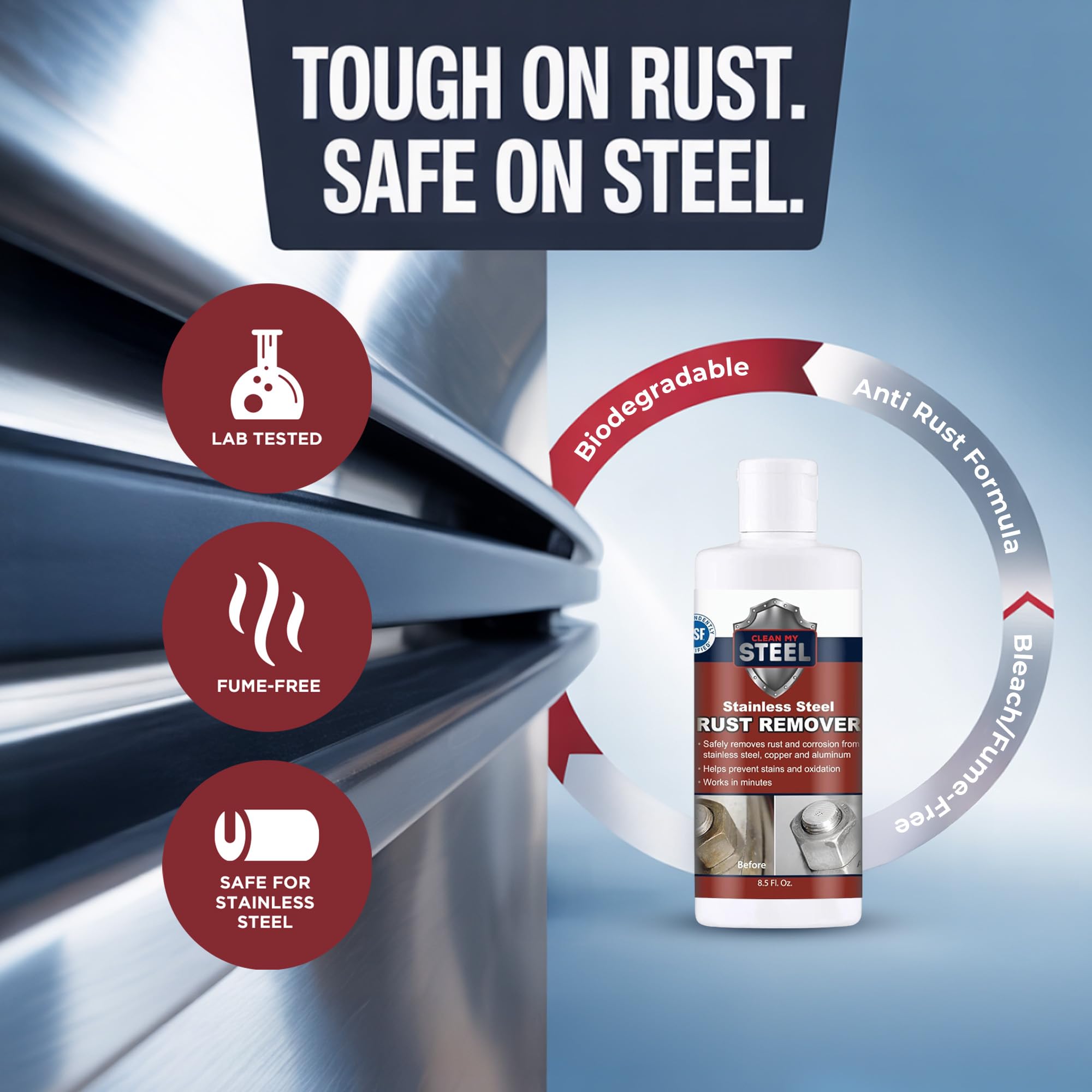 Stainless Steel Rust Remover Cream 8.5 oz (8.5 Fl Oz)
