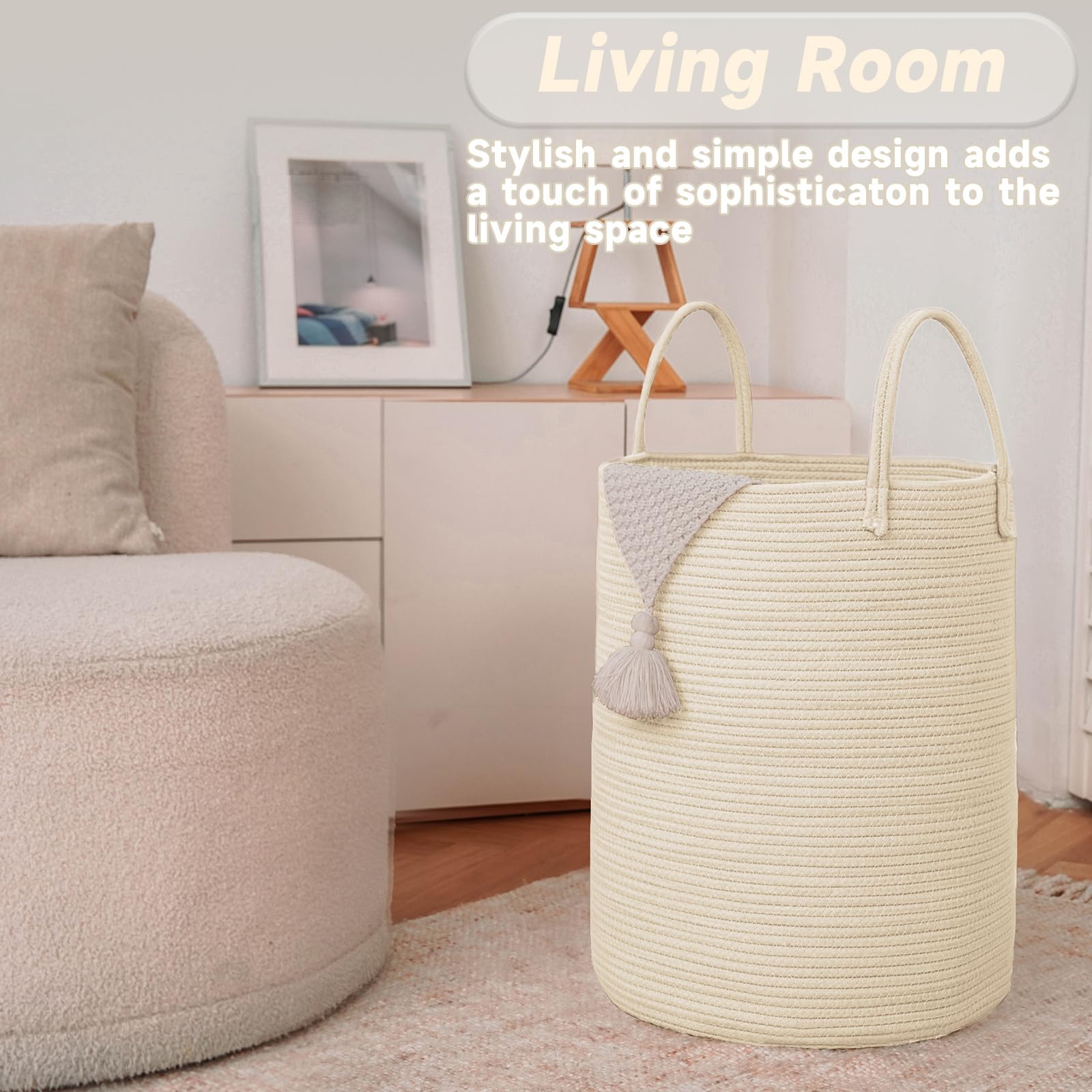 100L Cotton Rope Laundry Basket Hamper