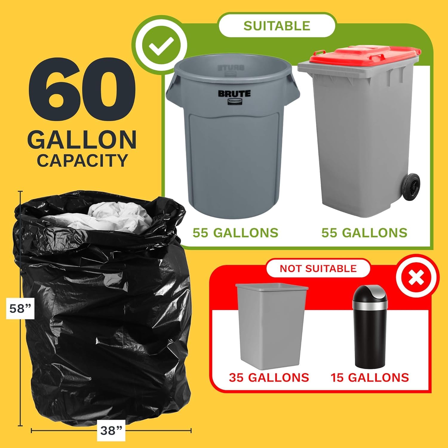 55 60 Gallon Trash Bags (100 Count)