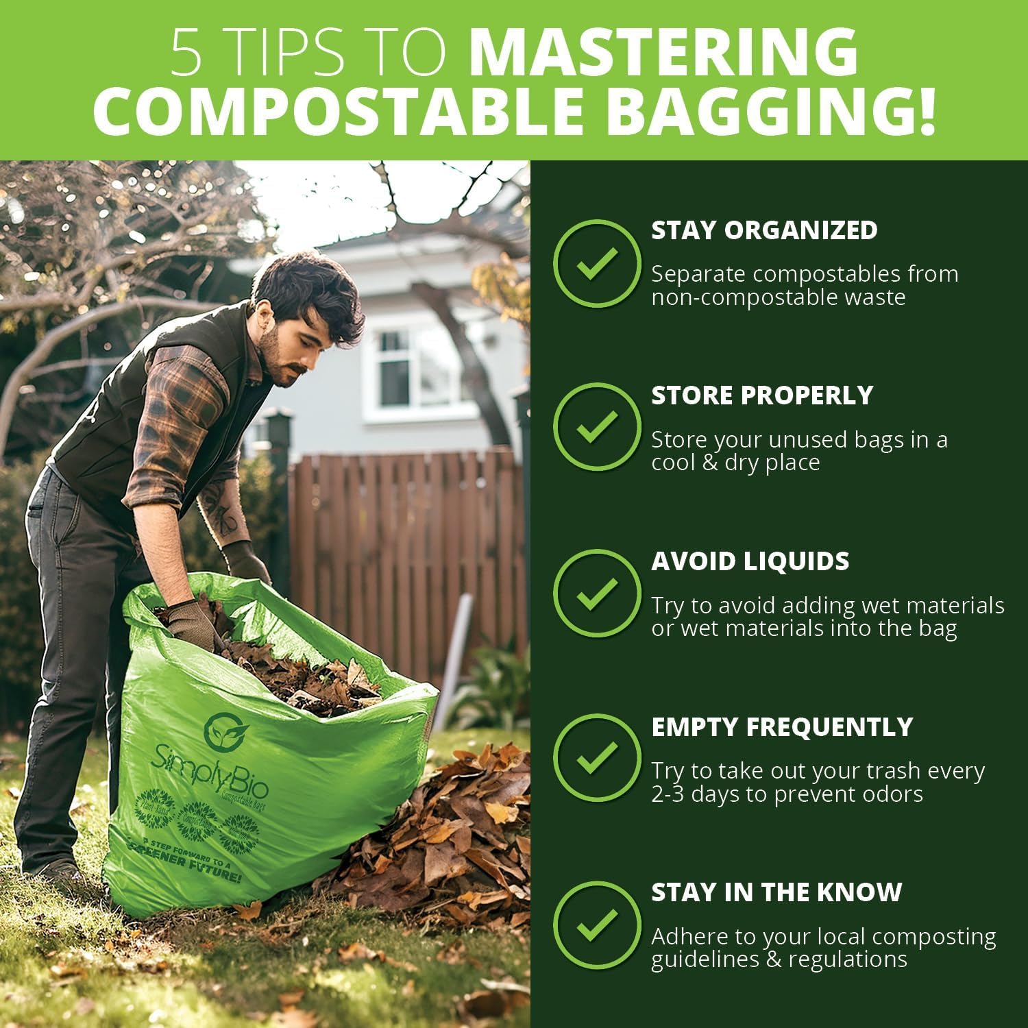 55 Gallon Compostable Trash Bags Flat (12 Count)