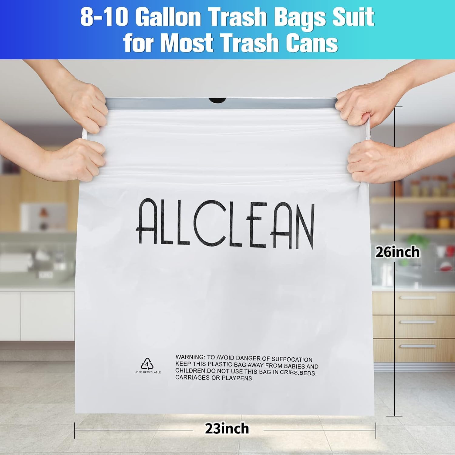 Trash Bags 10 Gallon Medium Kitchen Drawstring Garbage Bag Fit 8
