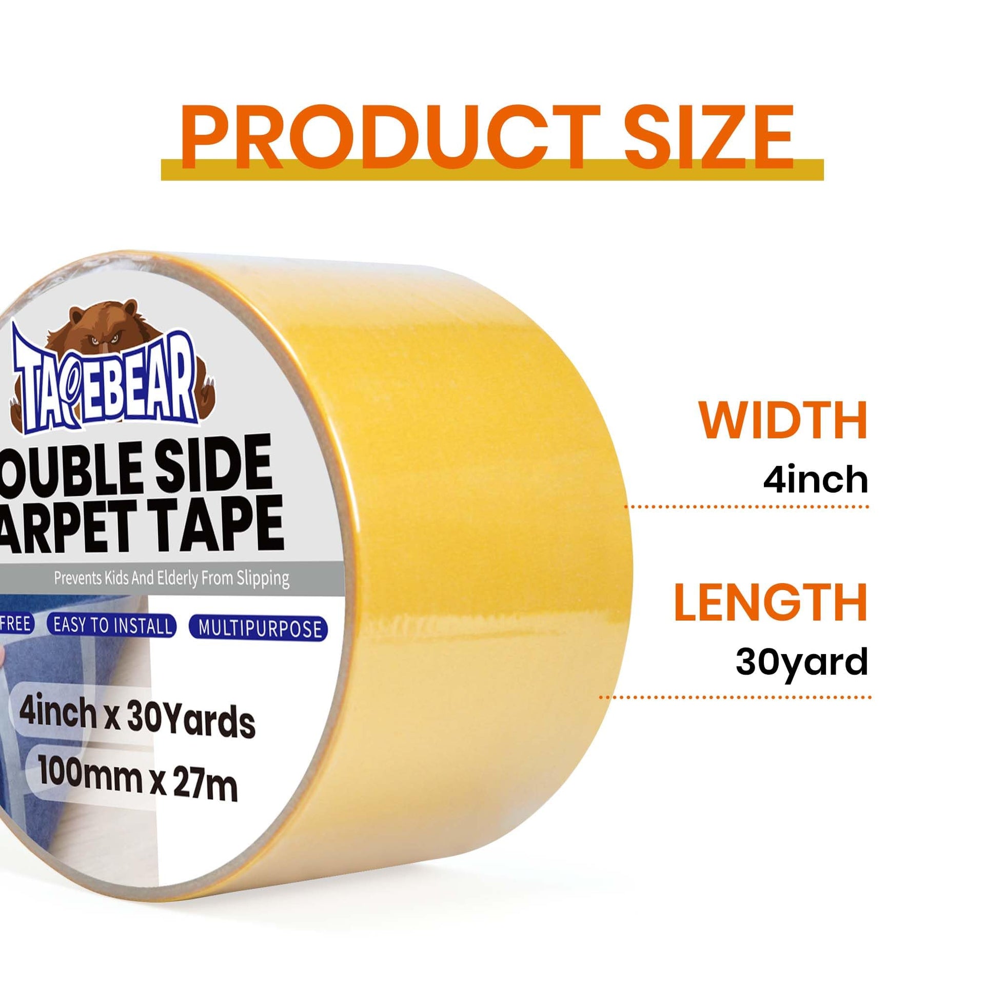 Carpet Tape Double Sided 4Inch x 30Yards Heavy Duty Rug Gripper